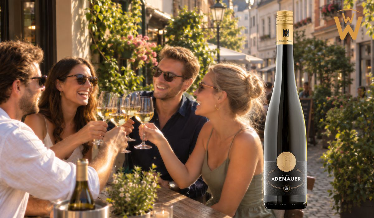 Die Flasche des Jubiläums-Rieslings „Adenauer“ vom Weingut Wegeler.