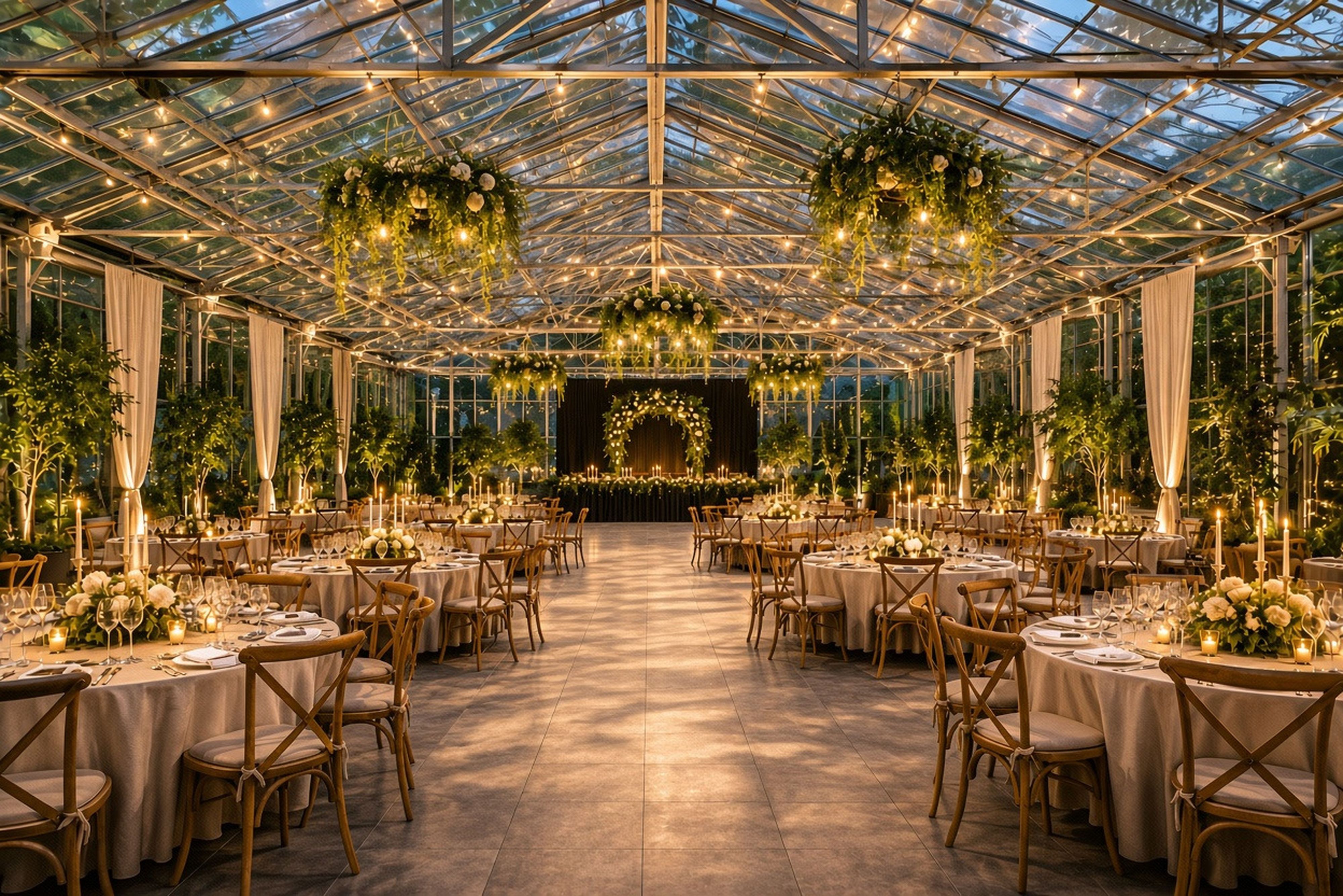 So könnte der stattliche Eventsaal im früheren Gewächshaus von Walter Barth einmal aussehen, wenn in Waldbröl-Hermesdorf eine Hochzeit ansteht.