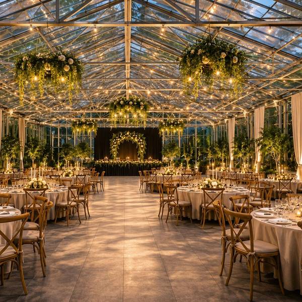 So könnte der stattliche Eventsaal im früheren Gewächshaus von Walter Barth einmal aussehen, wenn in Waldbröl-Hermesdorf eine Hochzeit ansteht.