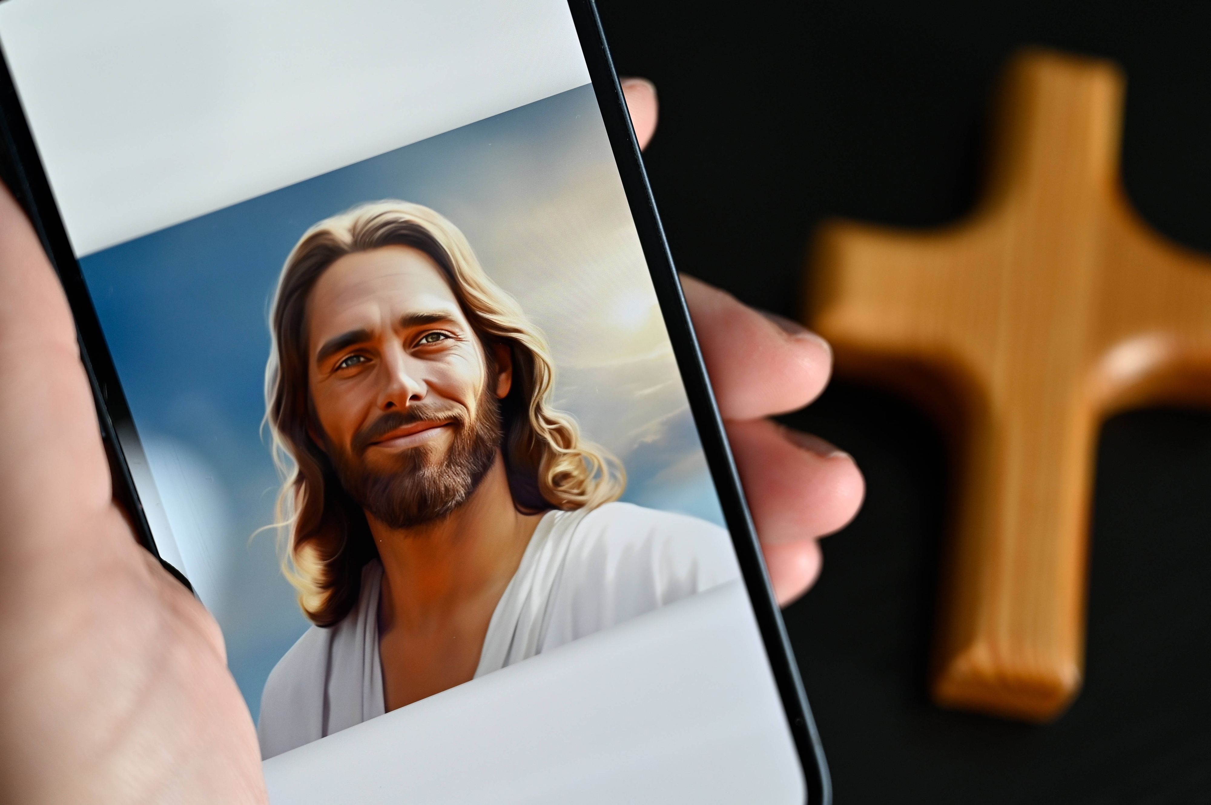 Die App Text with Jesus von der Tech-Firma Catloaf Software auf einem Smartphone Foto vom 20.09.2023.