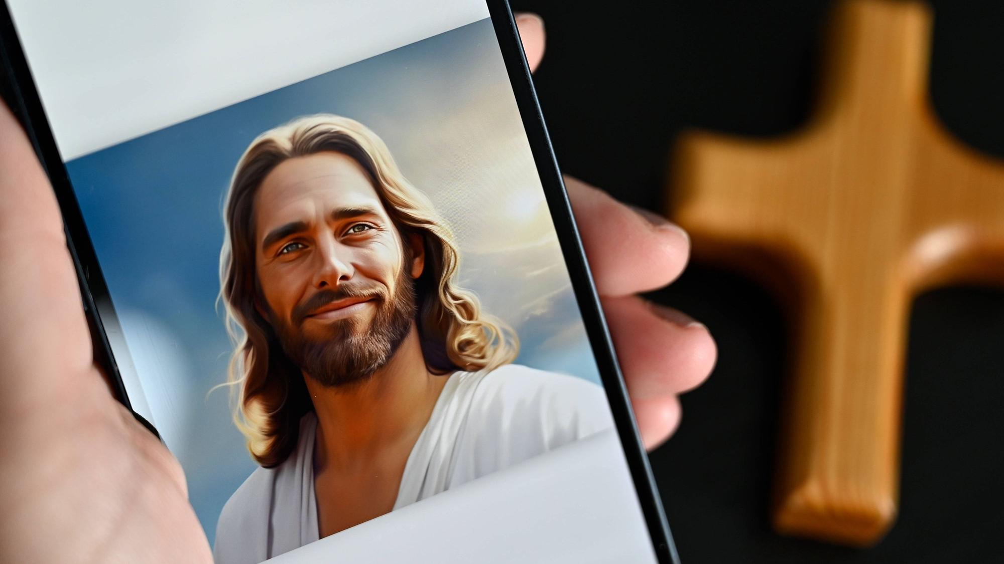 Die App Text with Jesus von der Tech-Firma Catloaf Software auf einem Smartphone Foto vom 20.09.2023.