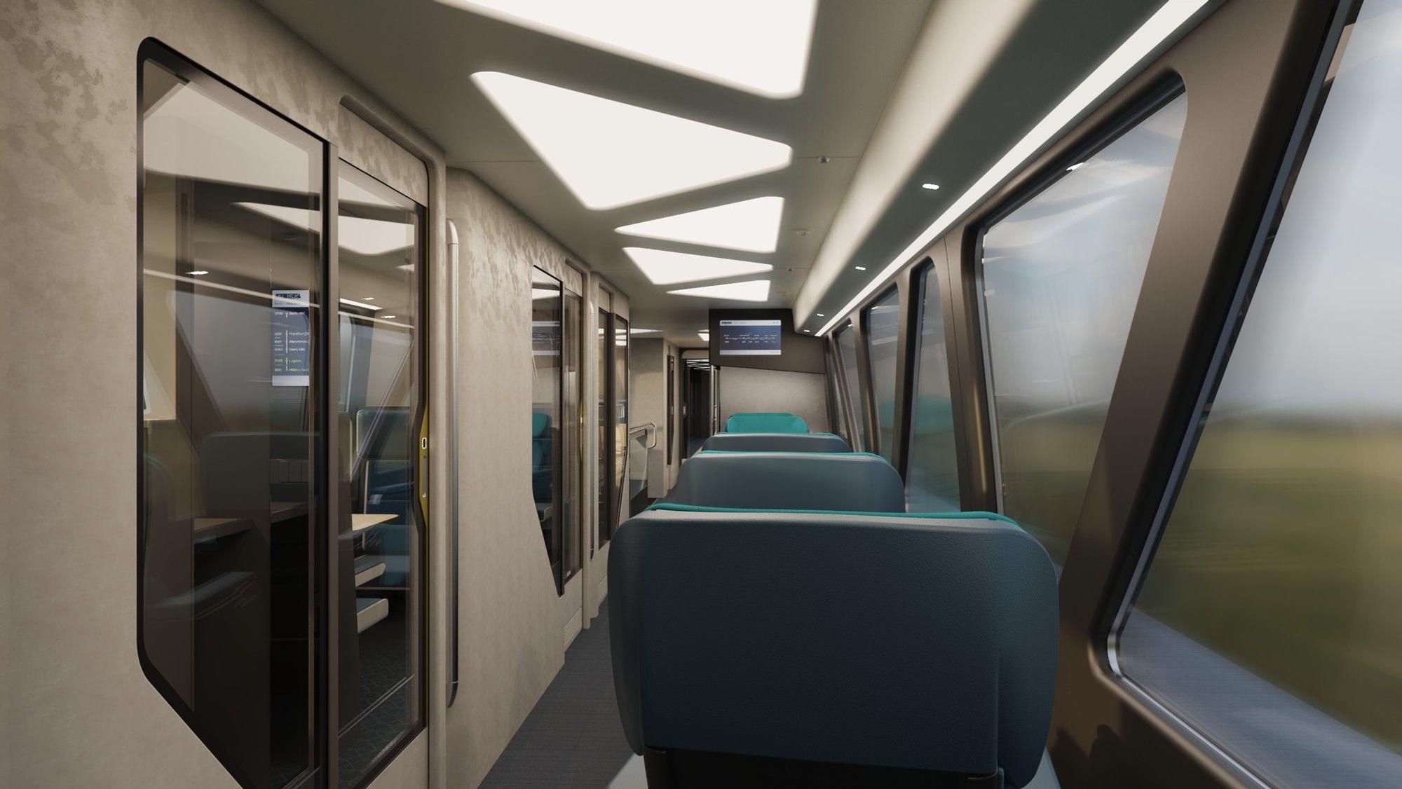 Sessel in einem Zugabteil im Alisa-Modell des DLR