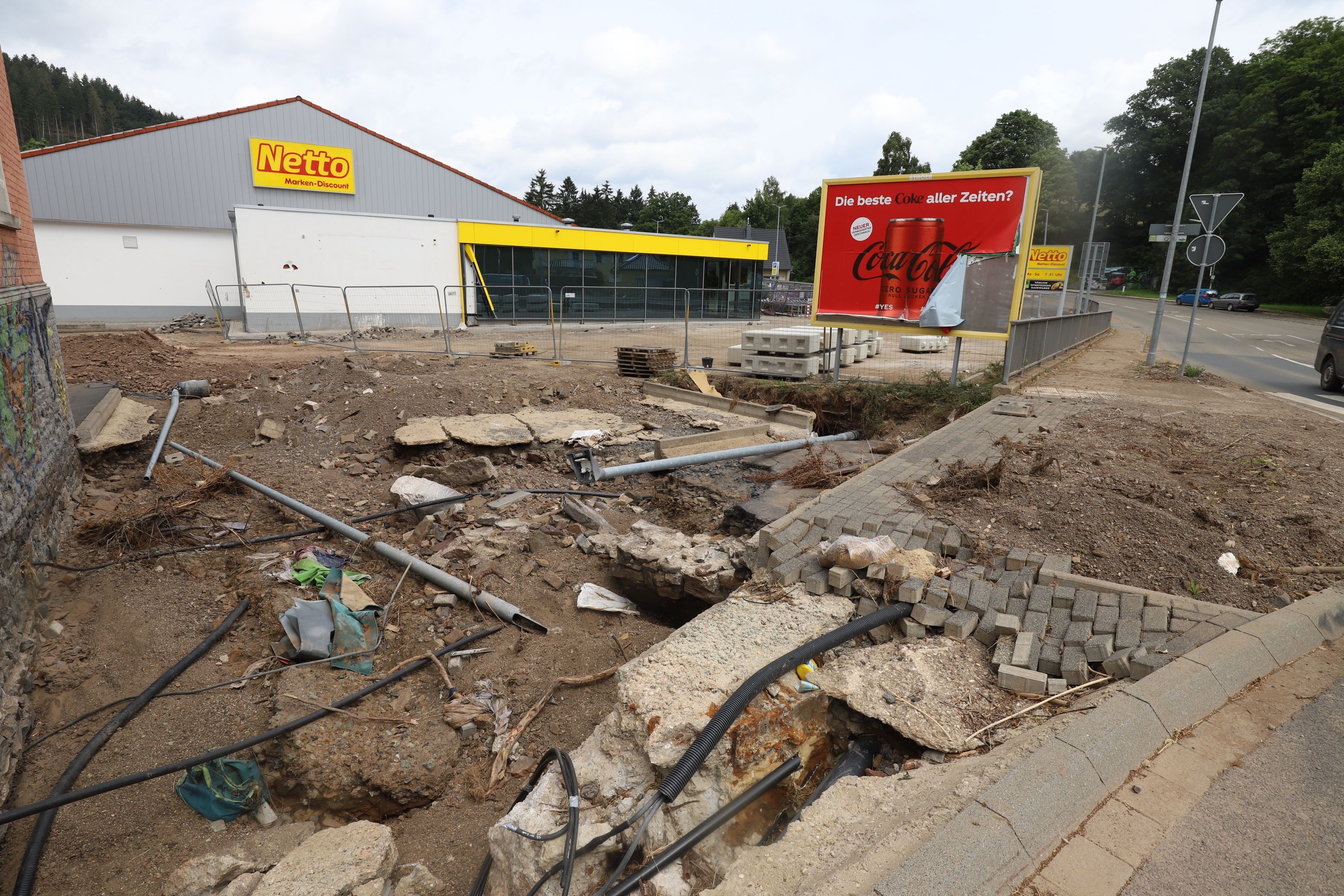 Das Bild zeigt Schäden nach der Flutkatastrophe vom Juli 2021 in Hellenthal-Blumenthal.