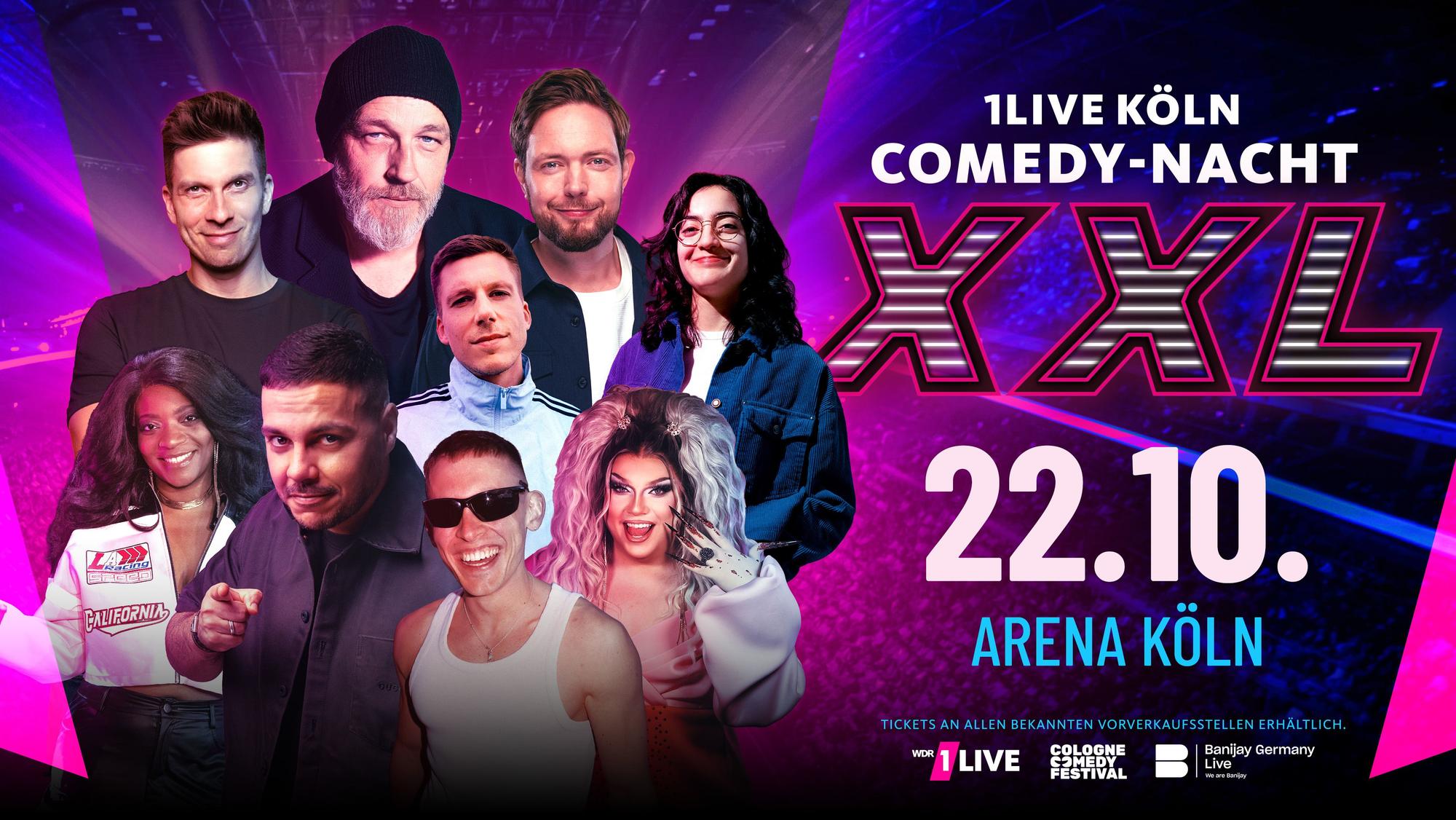 Die 1LIVE KÖLN COMEDY-NACHT XXL 2026 kommt am 22. Oktober in die LANXESS arena Köln.