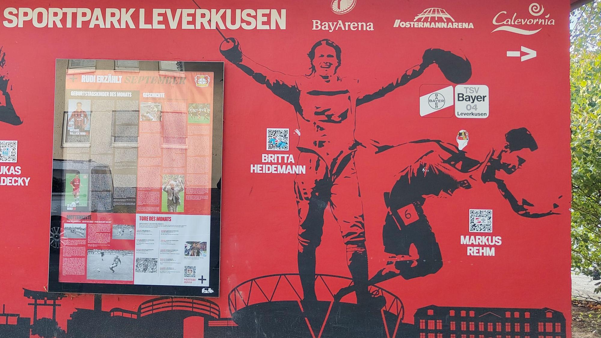 Olympische und Paralympische Champions: Britta Heidemann und Markus Rehm auf einem Trafohaus an der Bismarkstraße.