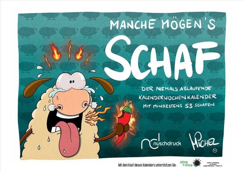 Das Bild zeigt das Titelblatt des neuen Kalenderwochenkalender des Cartoonisten Michel Ley.