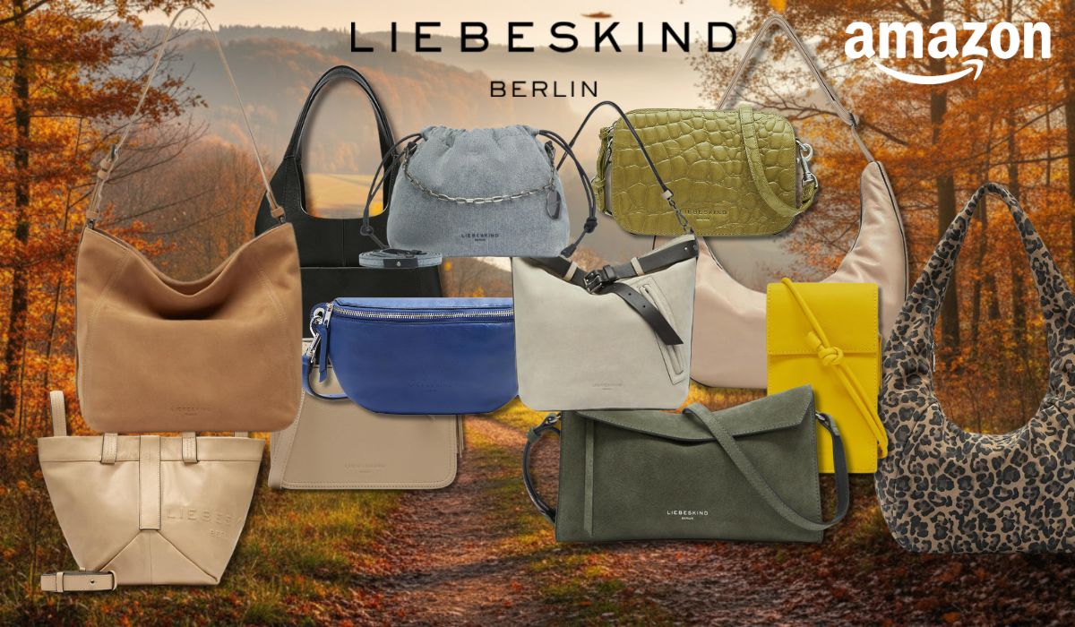 Verschiedene Liebeskind Berlin Taschen vor einem sommerlichen Hintergrund.