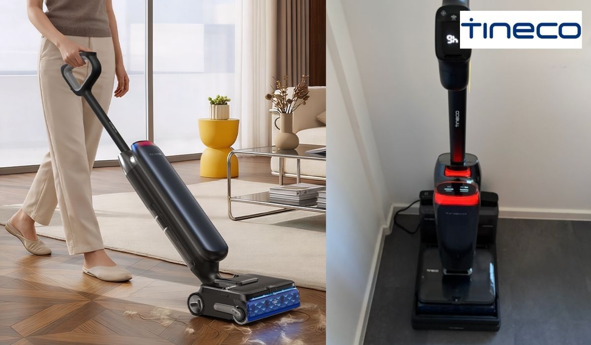 Tineco Saugwischer als Lifestyle Bild und Produktbild aus Test.