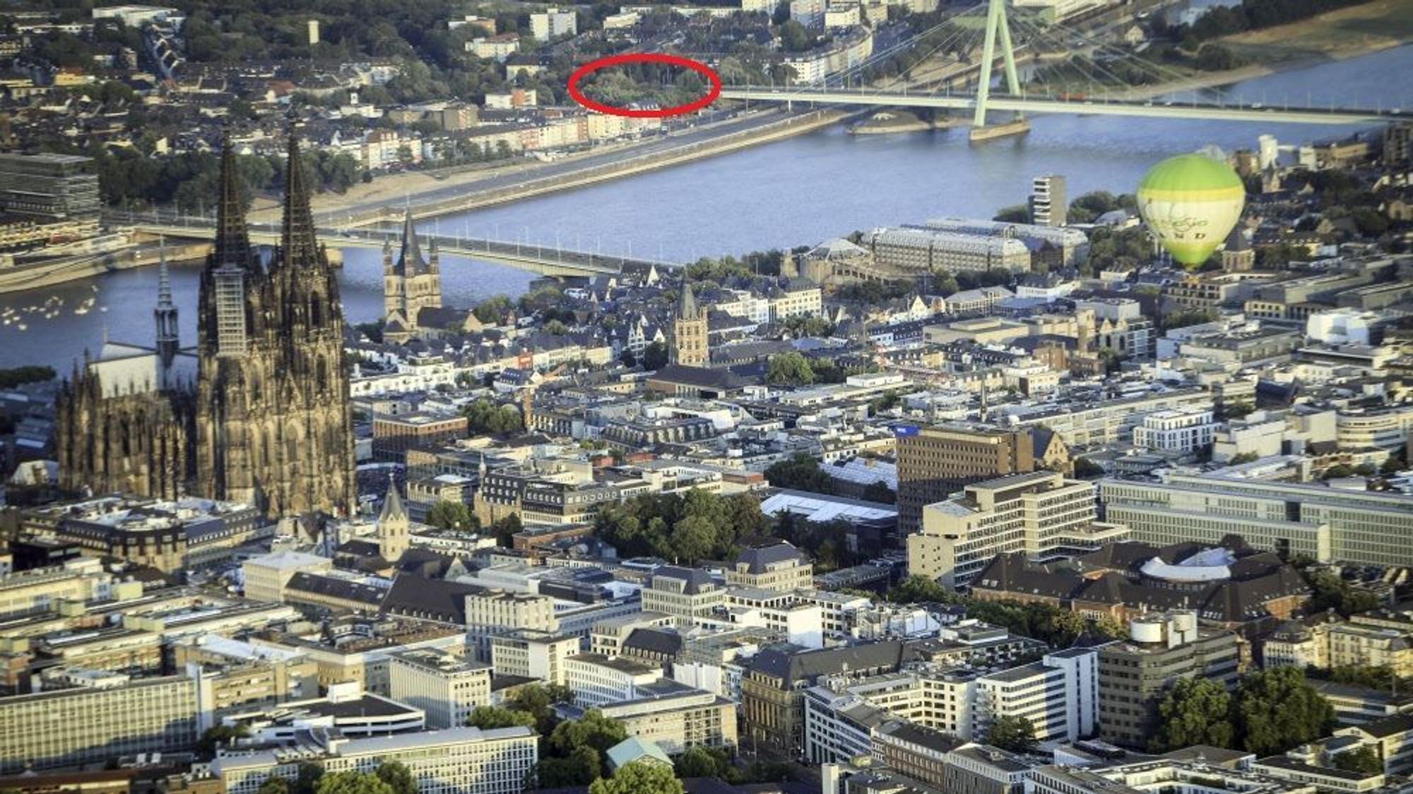 Der rote Kreis zeigt den Standort des geplanten Hochhauses an.