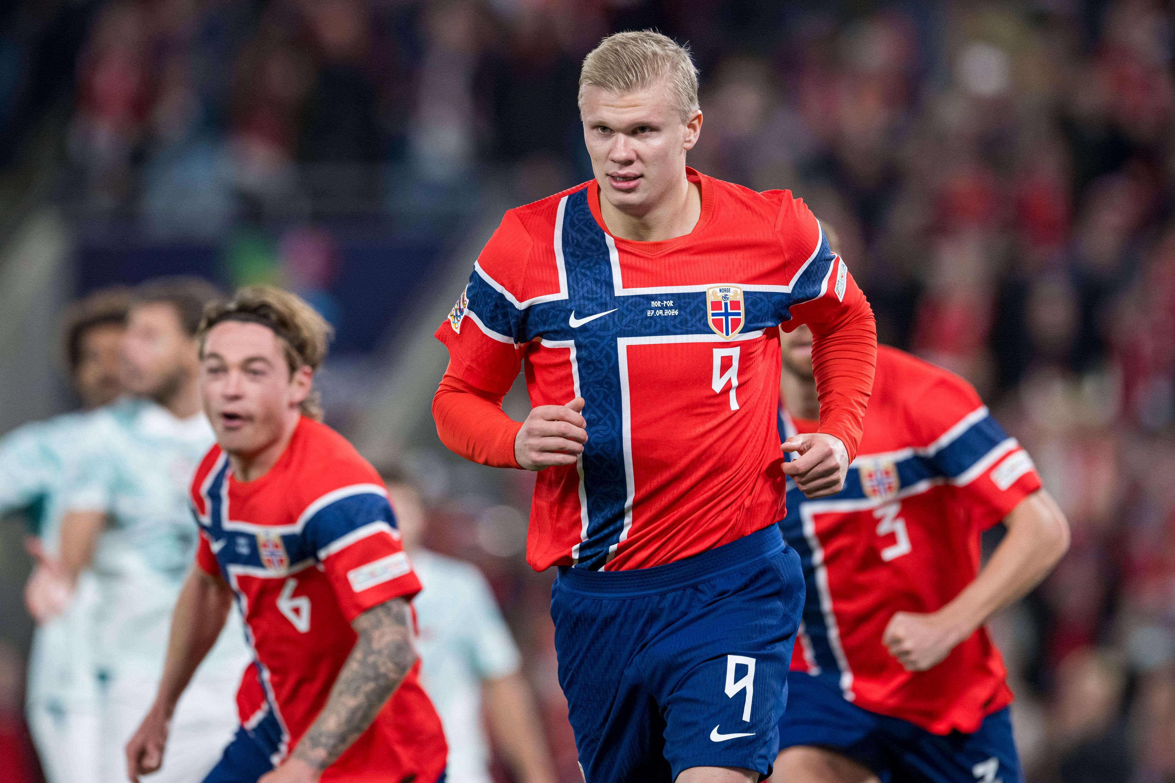 Erling Braut Haaland im Dress der norwegischen Nationalmannschaft.