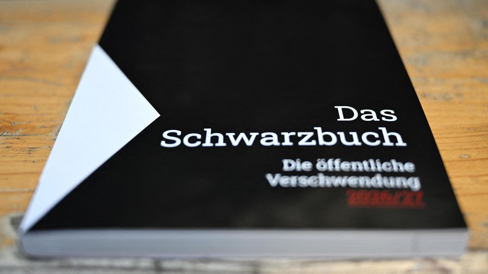 Das „Schwarzbuch 2025/26“ vom Bund der Steuerzahler. Das Schwarzbuch listet Beispiele auf, wo aus Sicht des Steuerzahlerbunds Steuergelder verschwendet wurden.