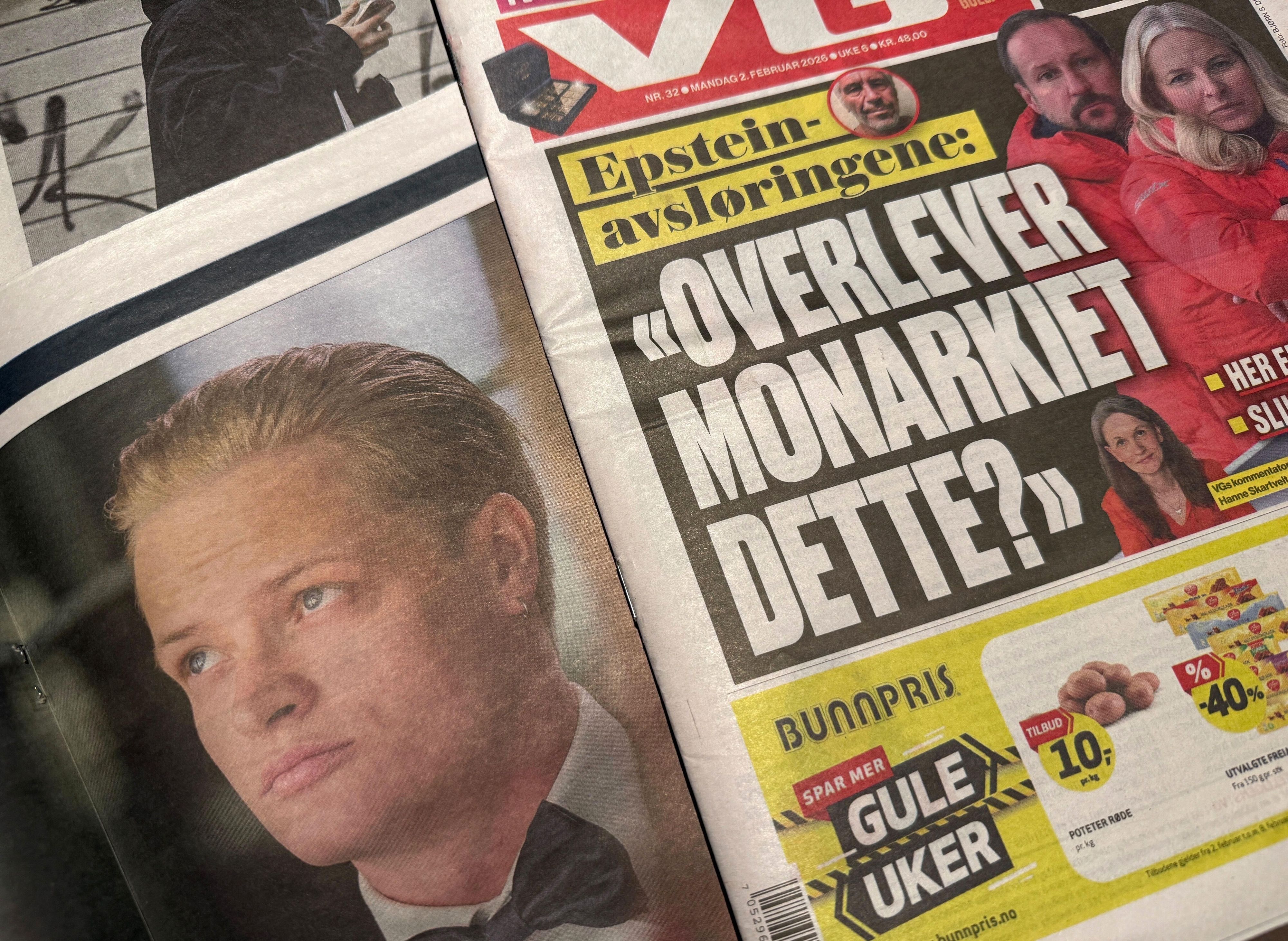 Norwegische Zeitungen berichteten im Februar über den bevorstehenden Prozess gegen Marius Borg Høiby und die Kontakte seiner Mutter, der damaligen Kronprinzessin Mette-Marit, zu dem Sexualstraftäter Epstein.