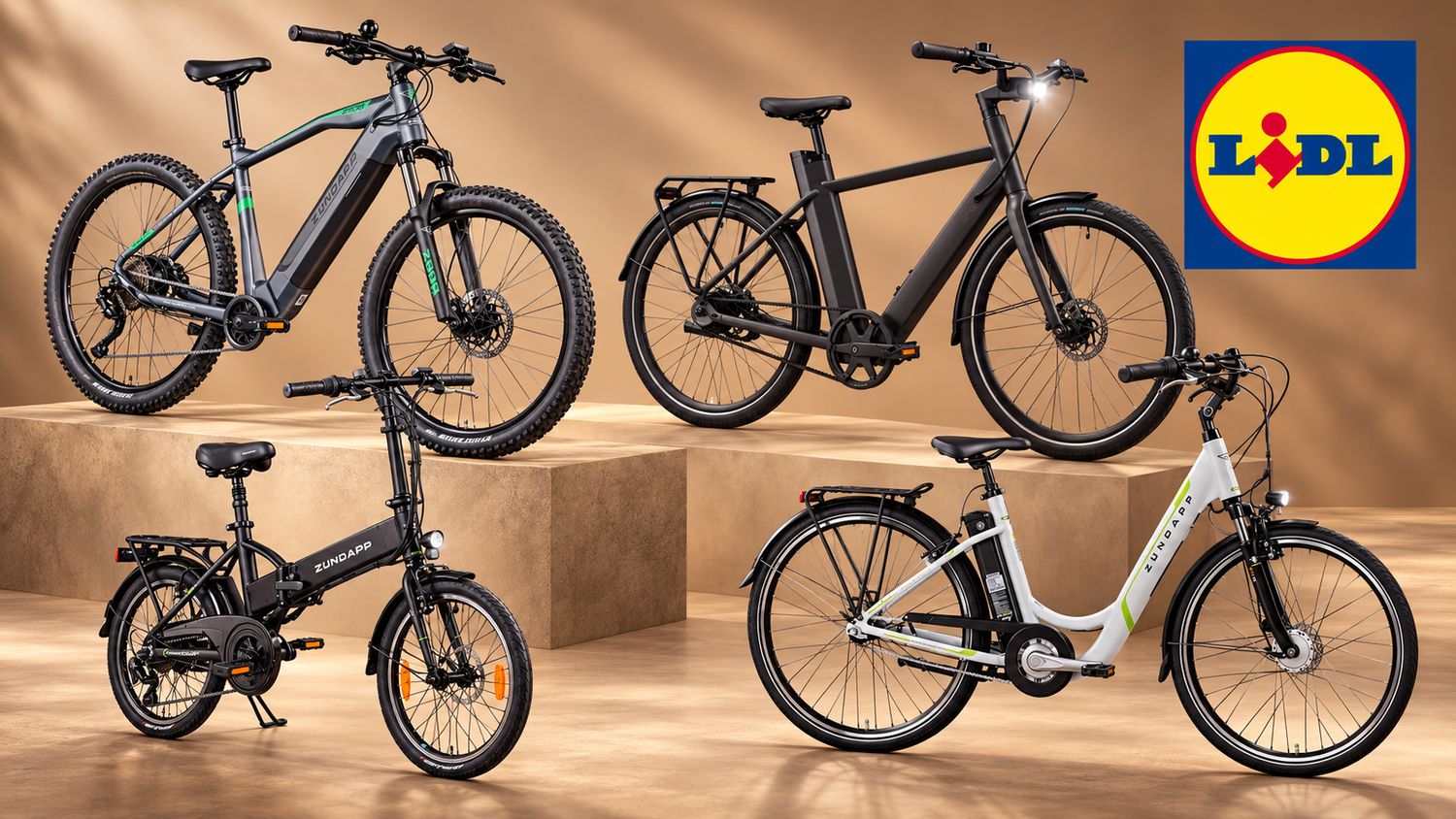 Vier E-Bikes von Zündapp bei Lidl.