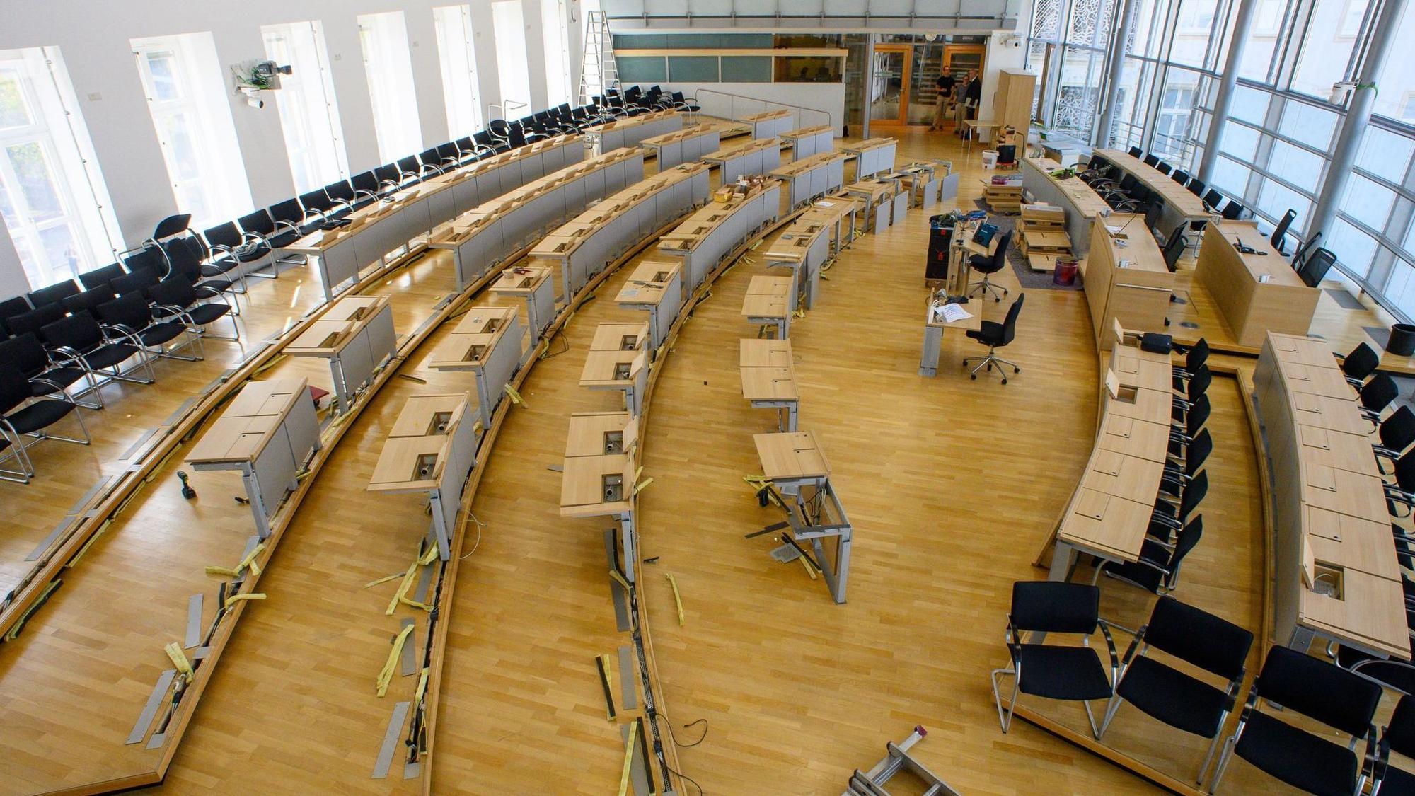 Umbau im Plenarsaal des Landtags von Sachsen-Anhalt
