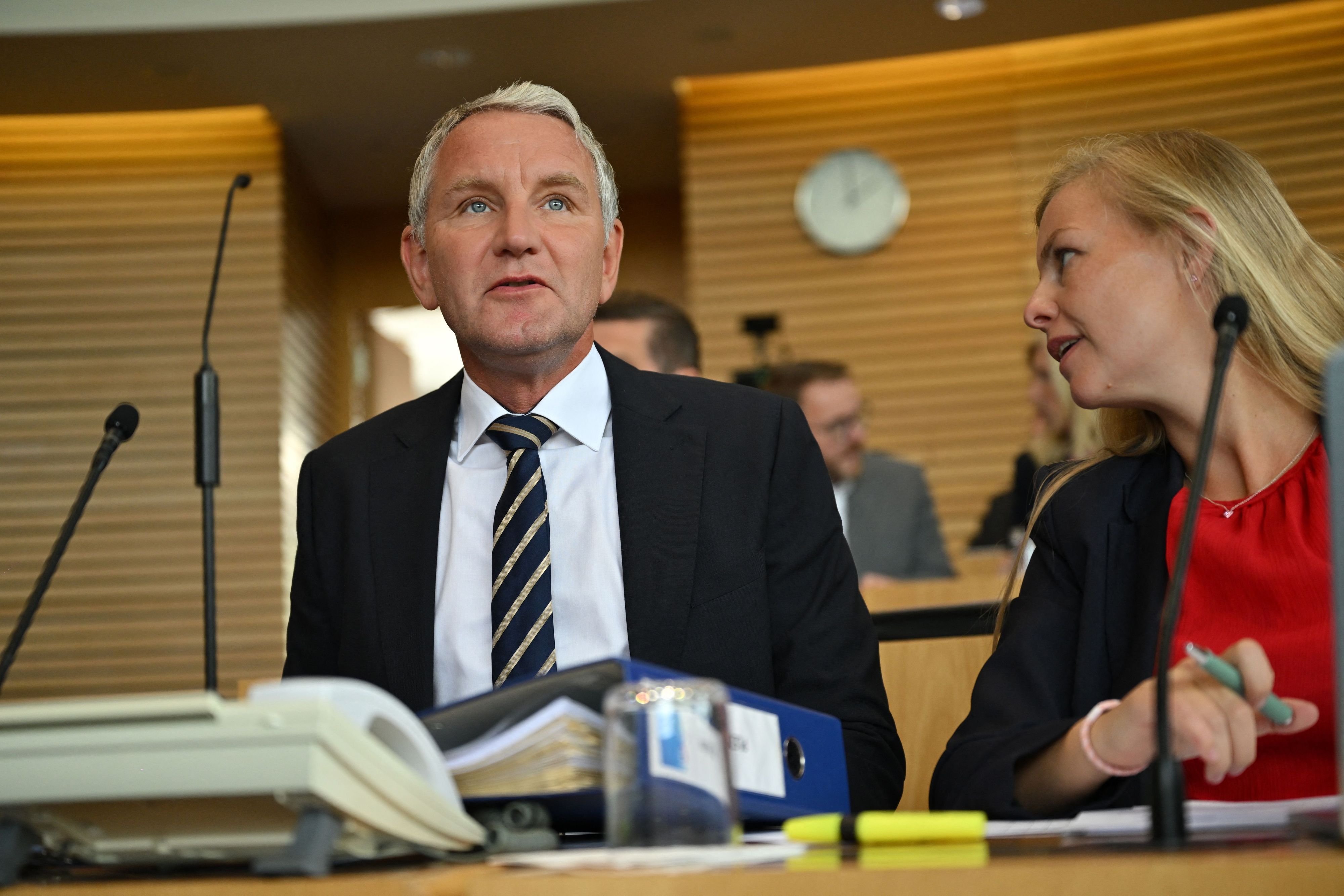 Björn Höcke, AfD-Fraktionschef, im Plenarsaal des Thüringer Landtags in Erfurt (Archivbild)