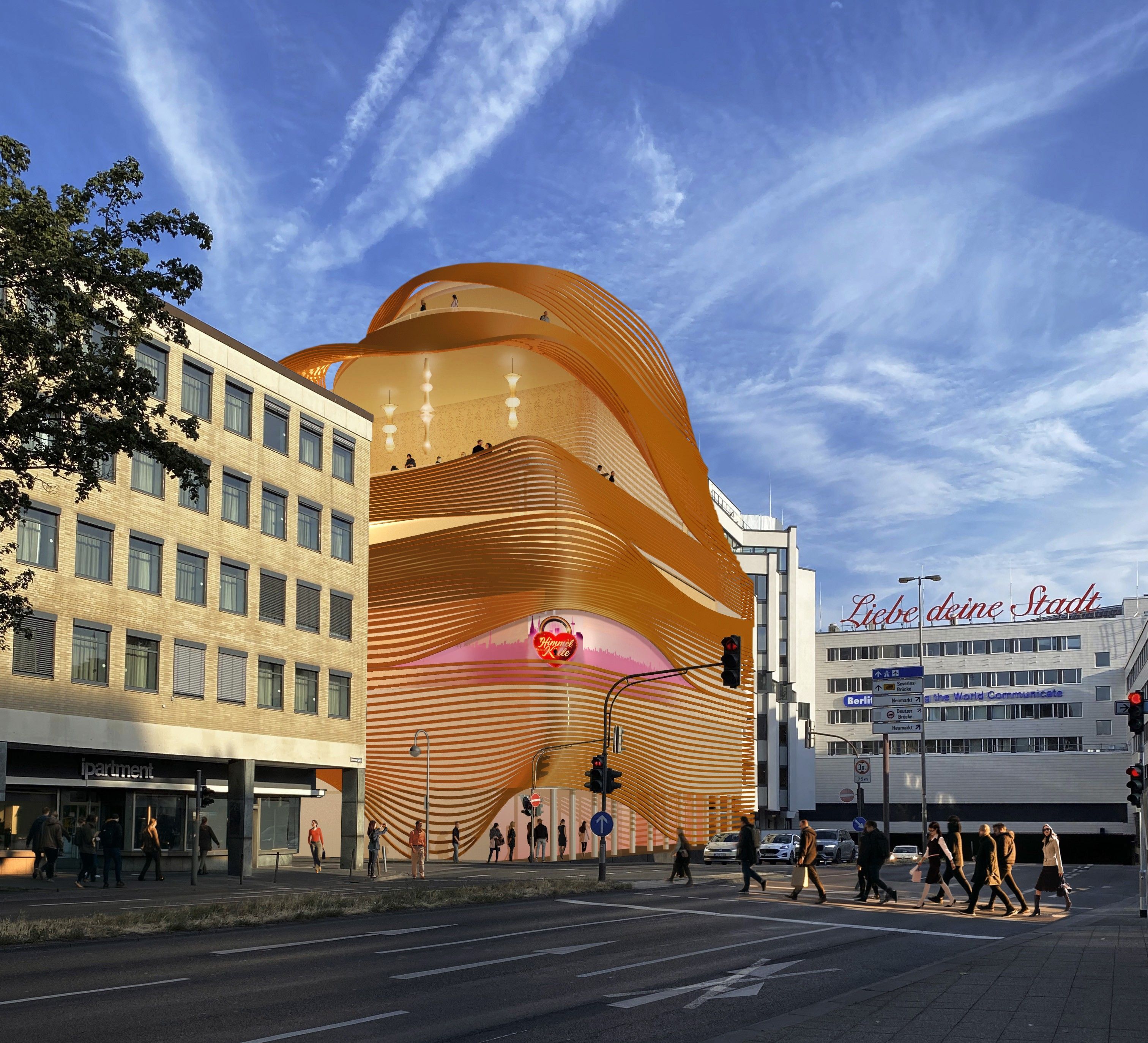 Das Gebäude grenzt zur Nord-Süd-Fahrt. Auf der anderen Seite befinden sich Oper und Schauspielhaus.