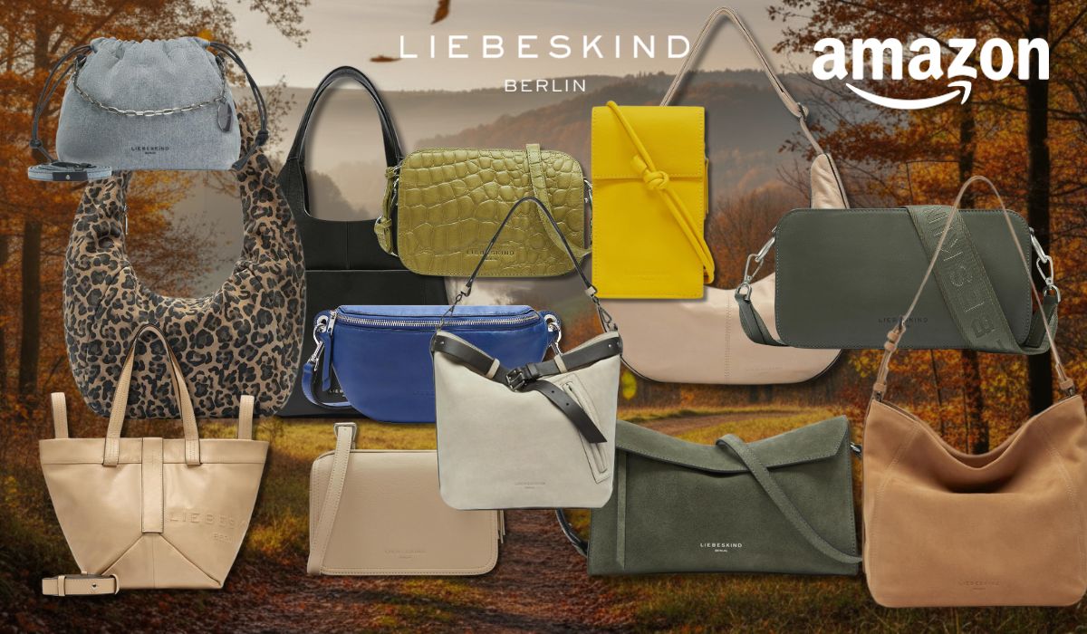 Liebeskind Berlin Taschen vor blauem Hintergrund.