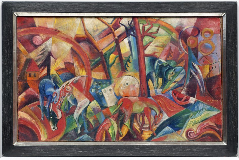 Das undatierte Handout zeigt das Bild „Rotes Bild mit Pferden“ des rheinischen Expressionisten Heinrich Campendonk. Einer der größten Kunstfälscherskandale der deutschen Nachkriegsgeschichte kommt wieder vor Gericht. (Archivbild)