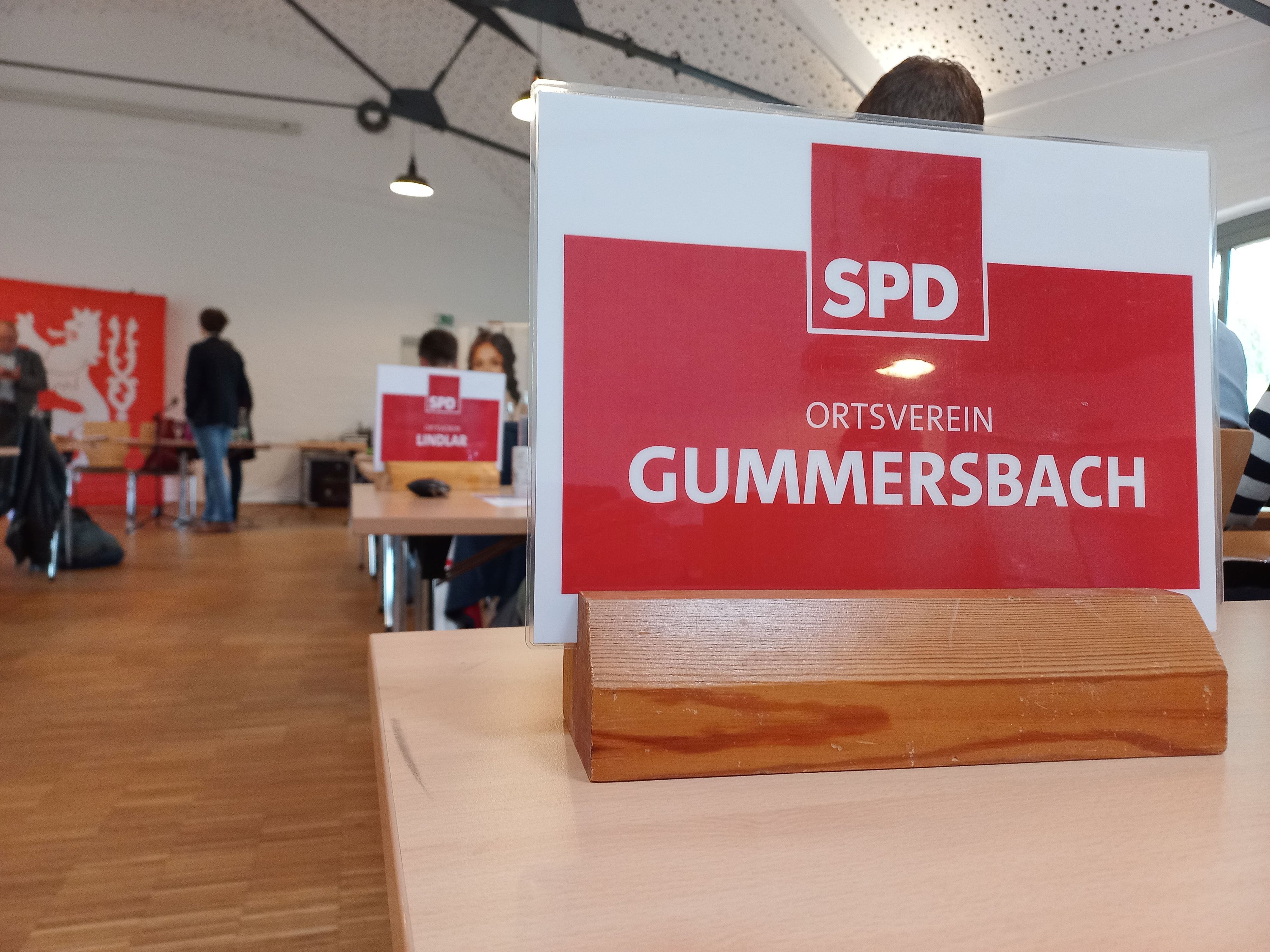 Tischschild des SPD-Ortsvereins Gummersbach