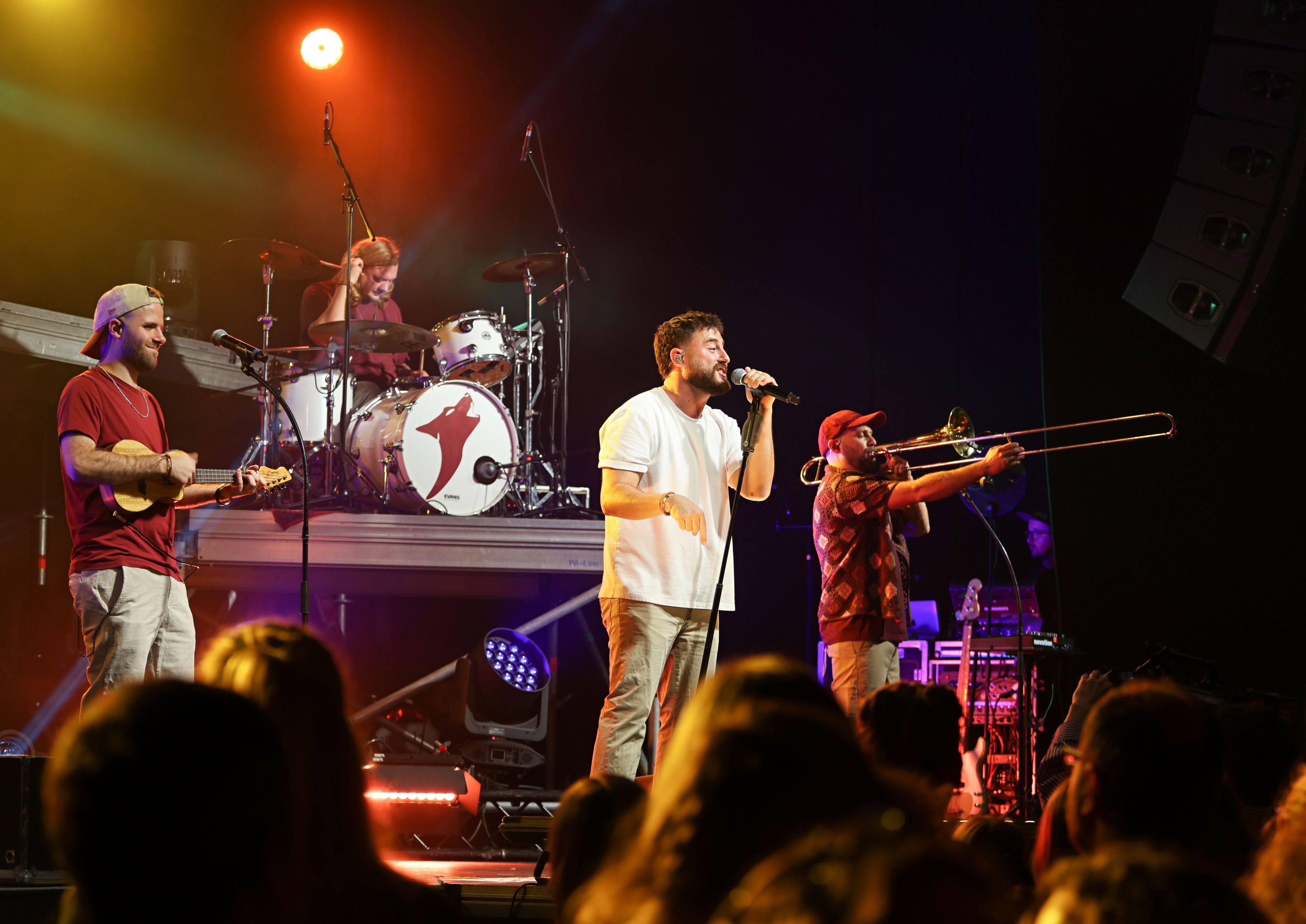 Die Band Lupo steht beim Konzert auf der Bühne.