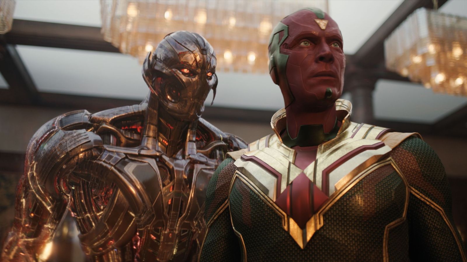 Ultron (links) ist immer noch ein Teil von Vision: Das sorgt in „VisionQuest“ für einige Probleme. (Bild: Disney+ / © 2026 Marvel. All Rights Reserved.)