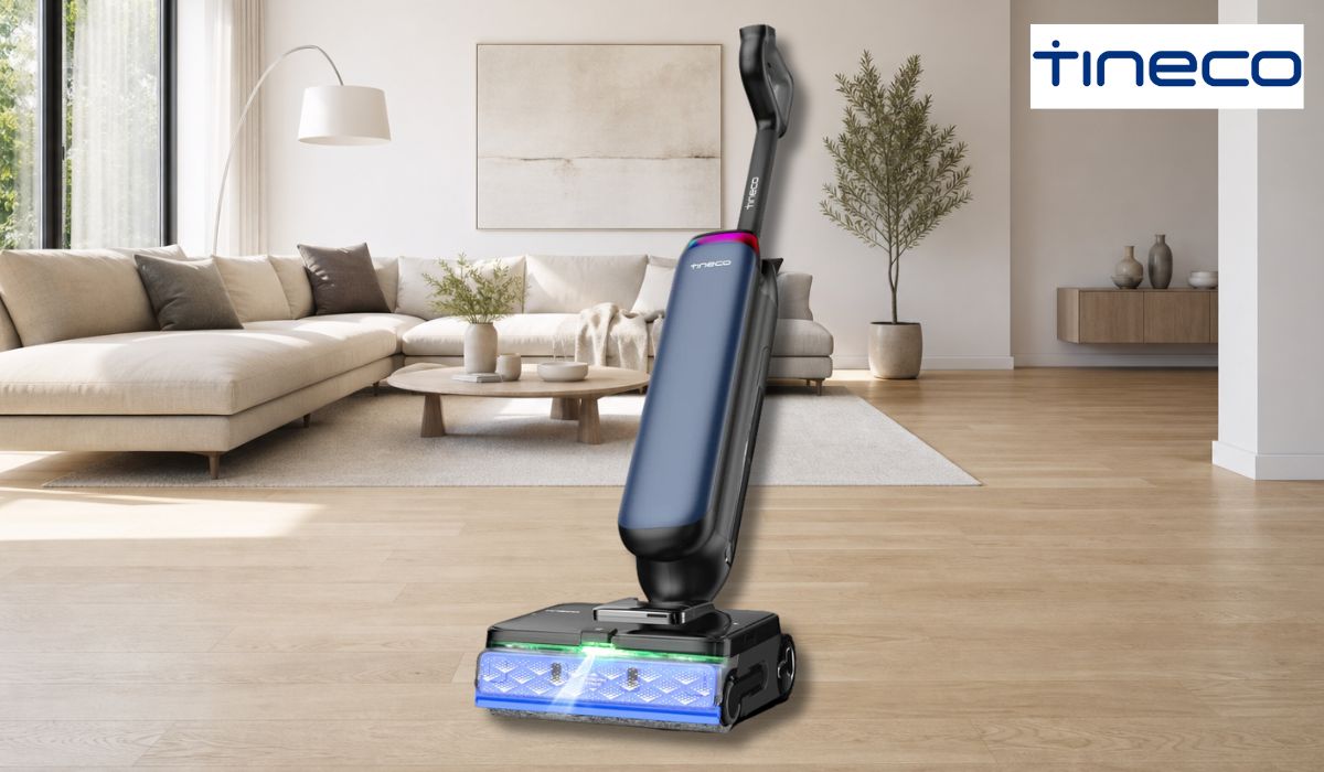 Tineco Saugwischer als Lifestyle Bild und Produktbild aus Test.