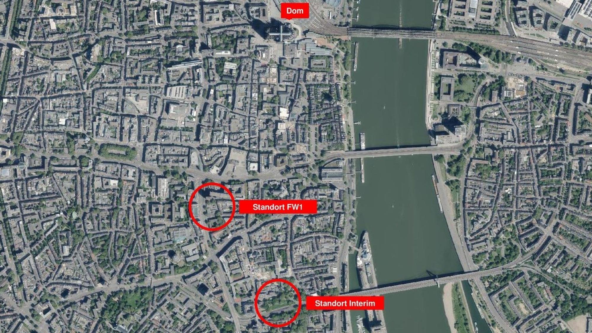 Die Übersicht zeigt die beiden Standorte. FW 1 steht für Feuerwache eins, also Innenstadt.