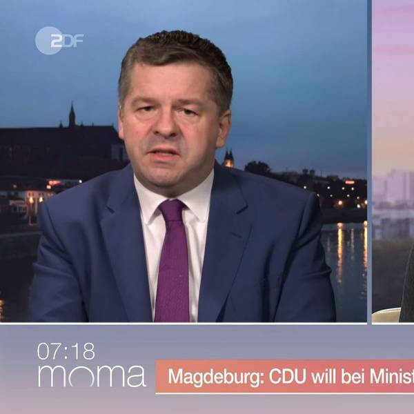 Mitri Sirin (rechts) sprach im ZDF-“Morgenmagazin“ mit Sachsen Anhalts Ministerpräsident Sven Schulze. (Bild: ZDF)