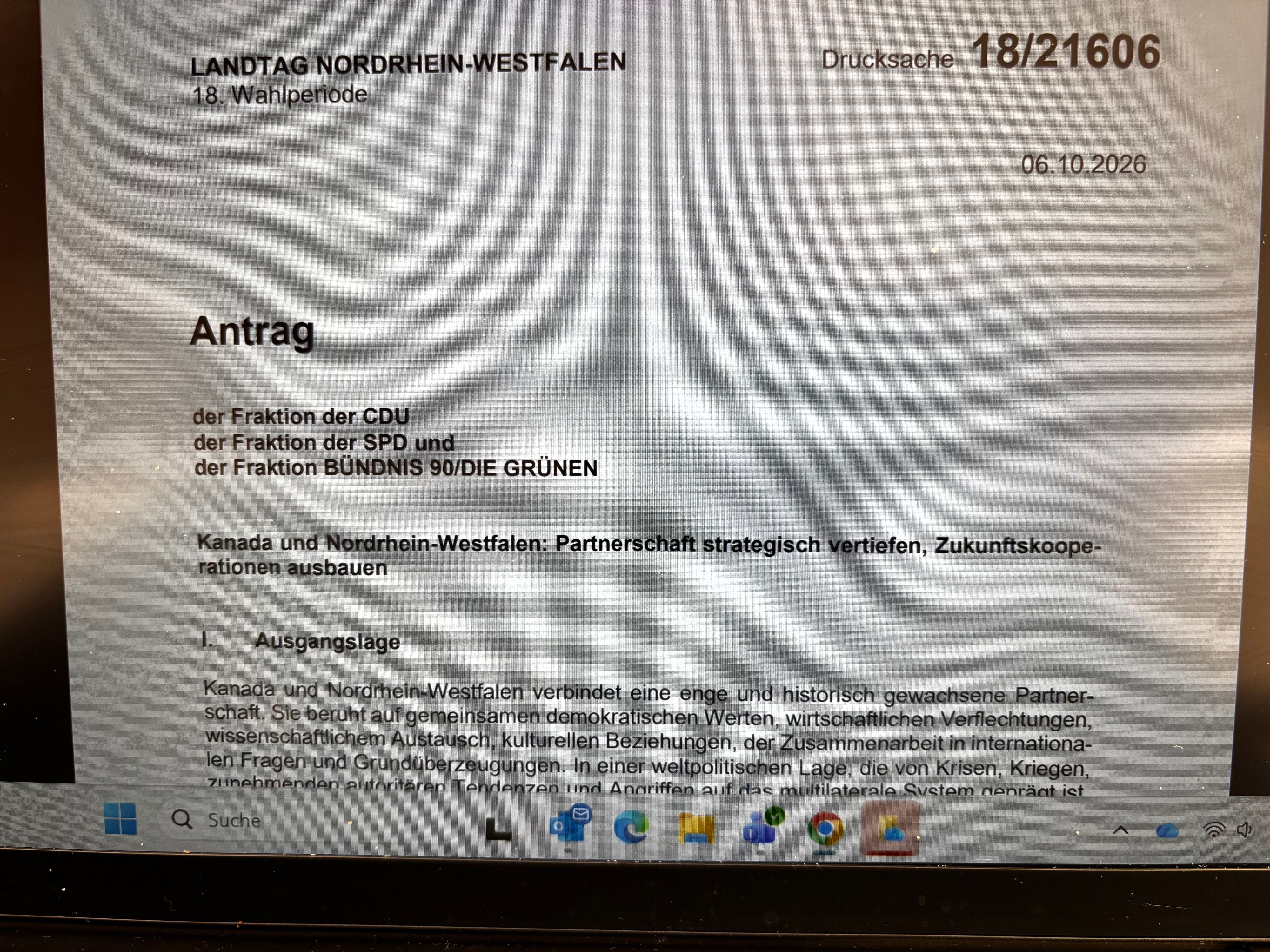 Gemeinsamer Antrag von CDU, SPD und Grünen zu Kanada
