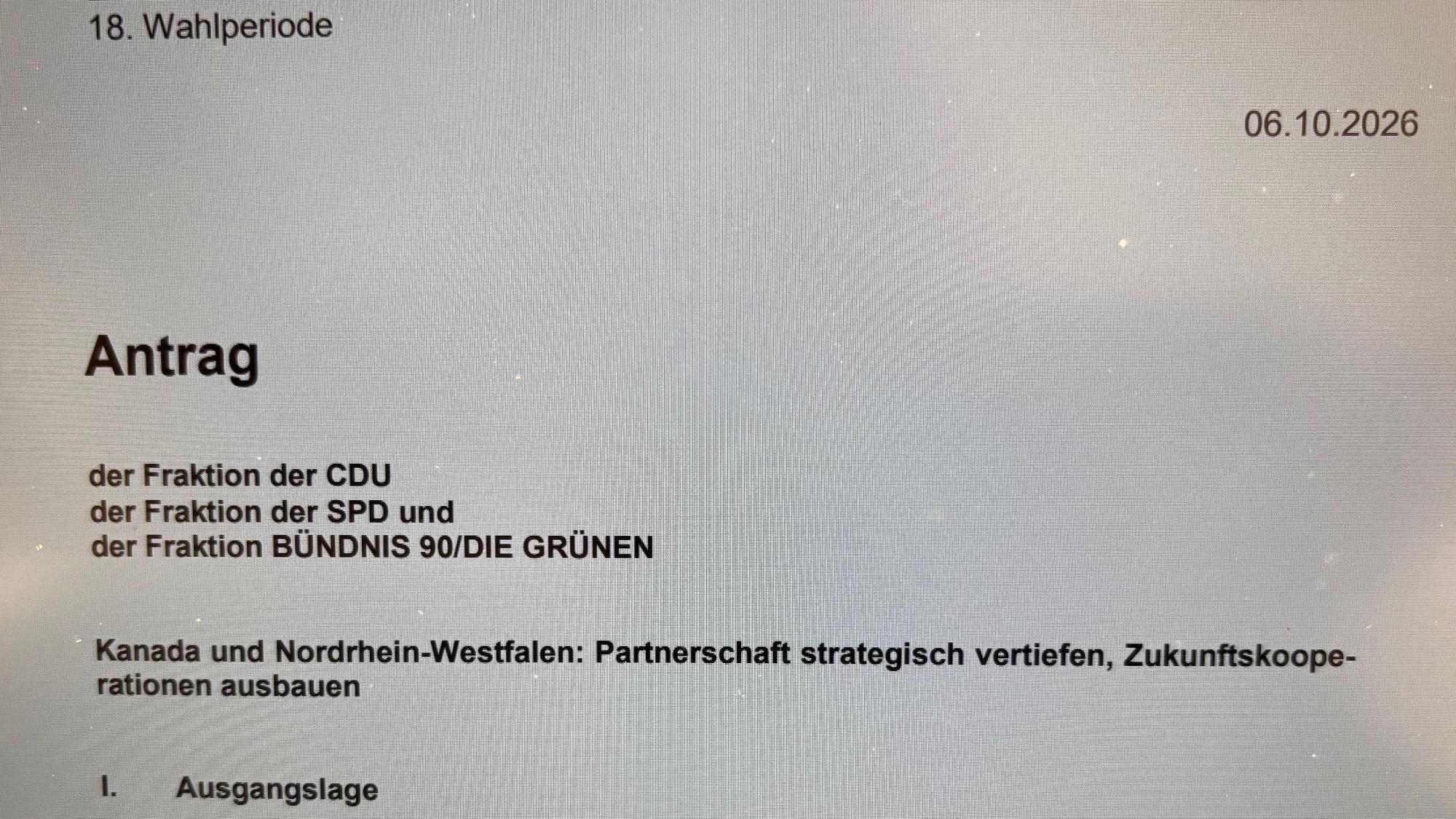 Gemeinsamer Antrag von CDU, SPD und Grünen zu Kanada