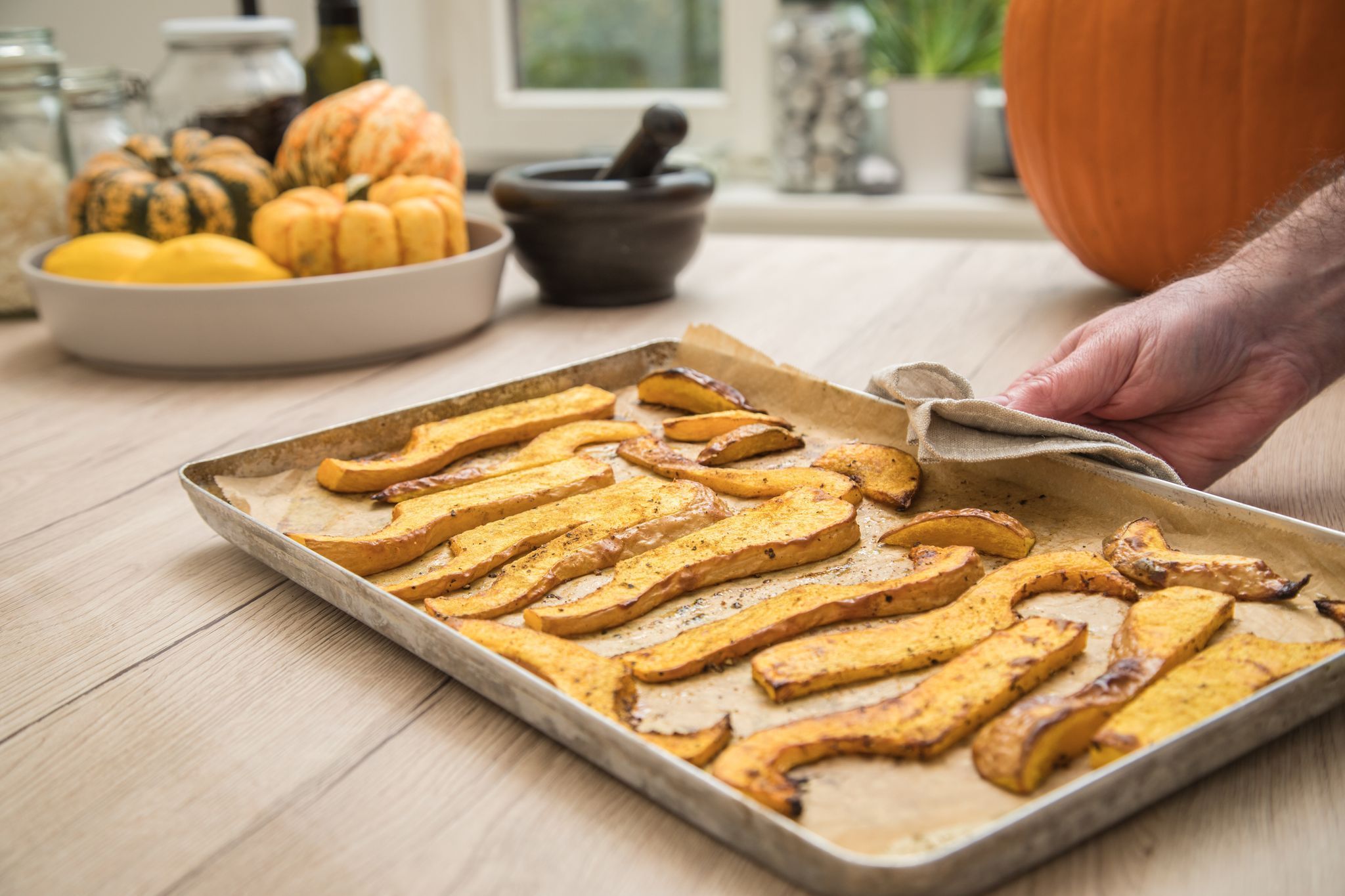 Butternut-Kürbis im Ofen gegart