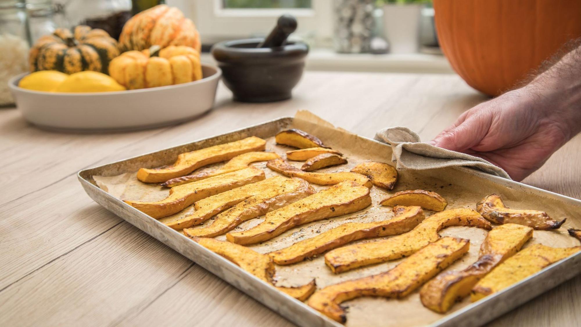 Butternut-Kürbis im Ofen gegart