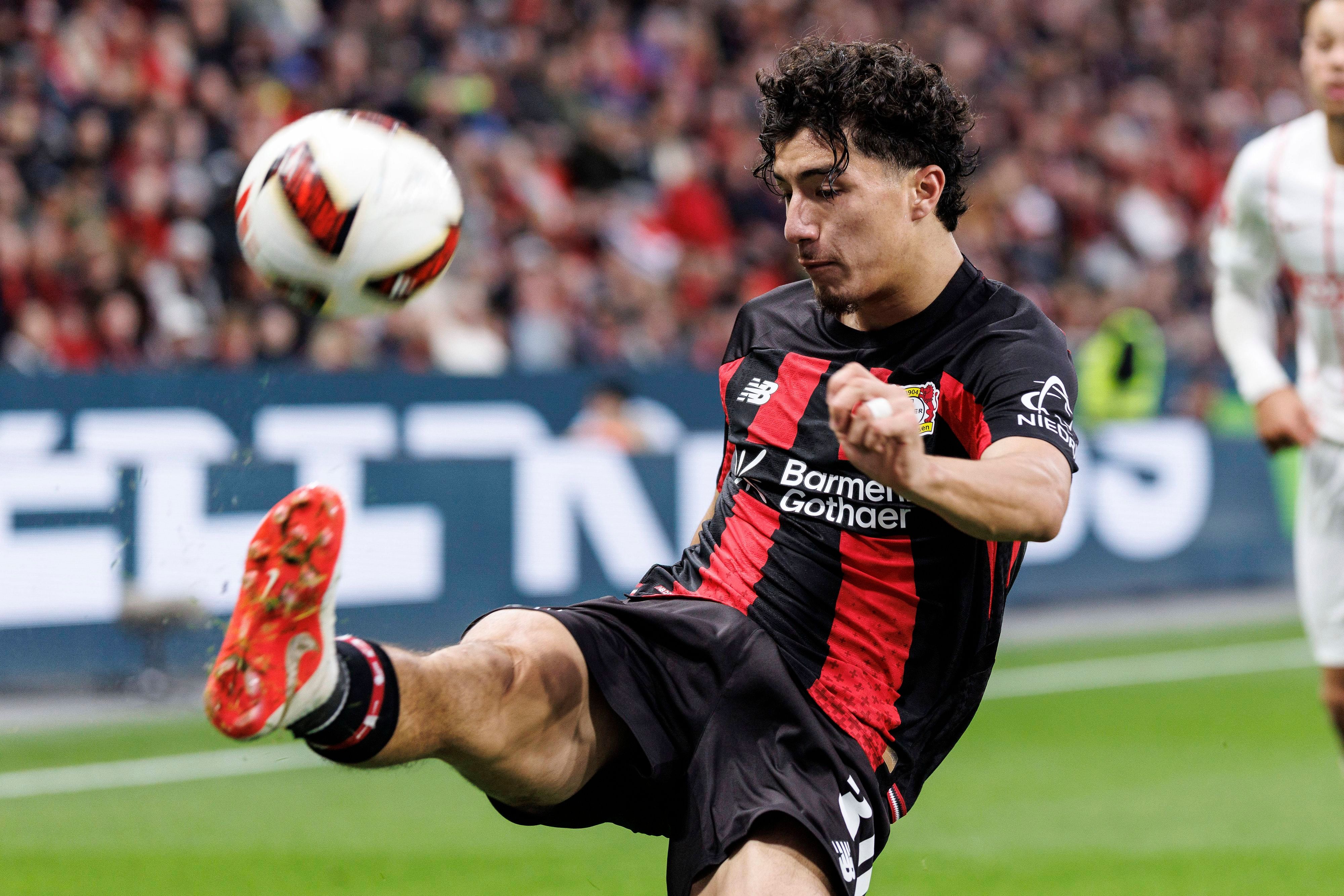 LEVERKUSEN, GERMANY - OCTOBER 18, 2026: Ibrahim Maza Bayer 04 Leverkusen, 30 during the German Bundesliga match on gameday 6 between Bayer 04 Leverkusen vs. SC Freiburg at BayArena on October 18, 2026 in Leverkusen, Germany. DFL REGULATIONS PROHIBIT ANY USE OF PHOTOGRAPHS AS IMAGE SEQUENCES AND/OR QUASI-VIDEO. Northrhine-Westphalia Germany Copyright: xAxelxKohringx
