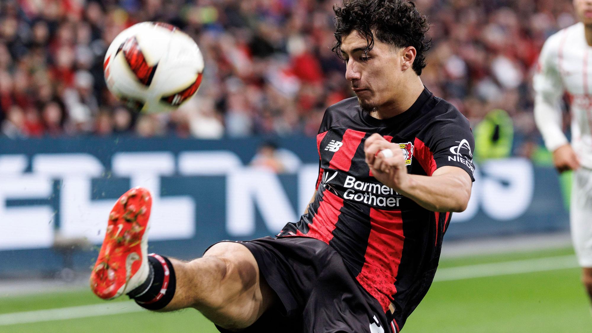 LEVERKUSEN, GERMANY - OCTOBER 18, 2026: Ibrahim Maza Bayer 04 Leverkusen, 30 during the German Bundesliga match on gameday 6 between Bayer 04 Leverkusen vs. SC Freiburg at BayArena on October 18, 2026 in Leverkusen, Germany. DFL REGULATIONS PROHIBIT ANY USE OF PHOTOGRAPHS AS IMAGE SEQUENCES AND/OR QUASI-VIDEO. Northrhine-Westphalia Germany Copyright: xAxelxKohringx