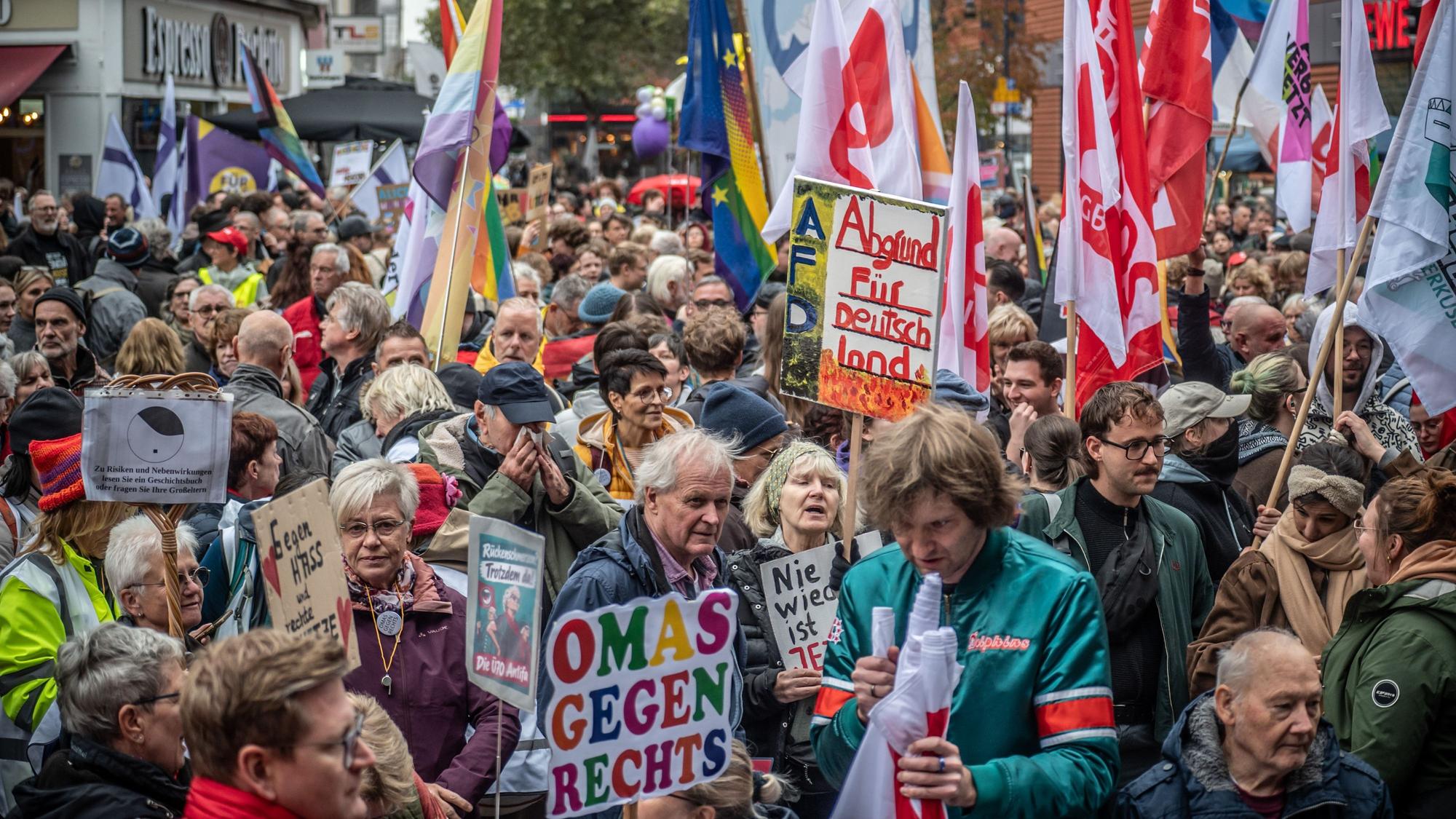 Rund 1500 Menschen gingen laut Polizei am Dienstagabend gegen die AfD auf die Straße.