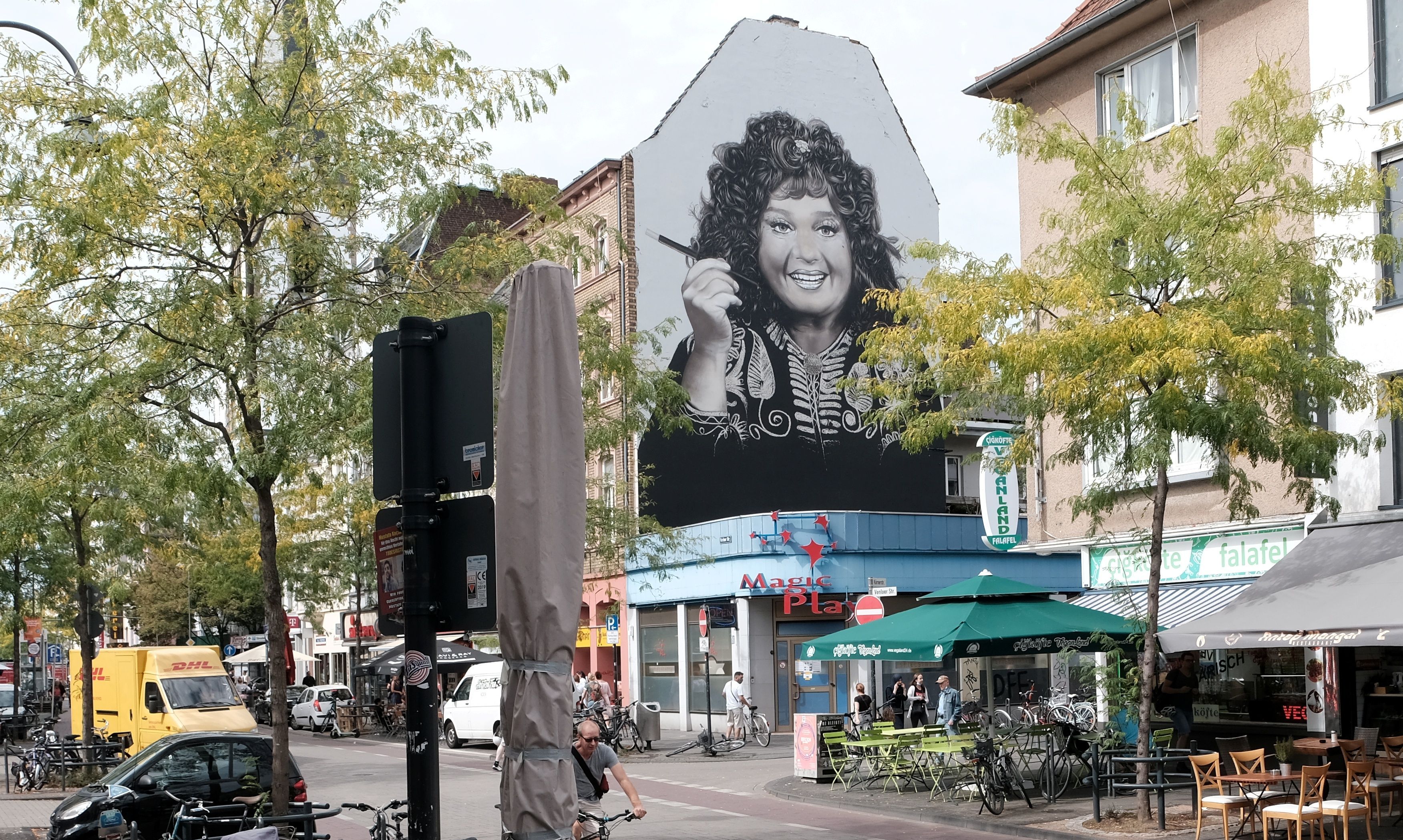 Trude Herr als Wandgemälde auf einem Hausgiebel an der Venloer Strasse, Ecke Körnerstrasse
Foto: Max Grönert