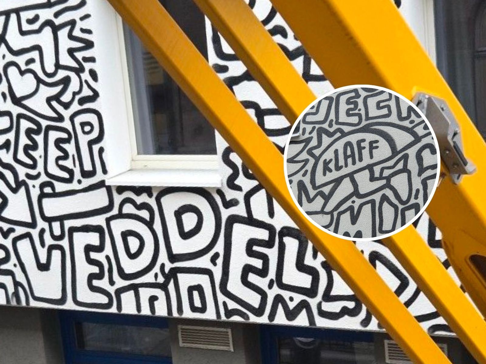 „Veddel“ und „Klaff“ standen kurz an der Wand eines Kölner Hostels.