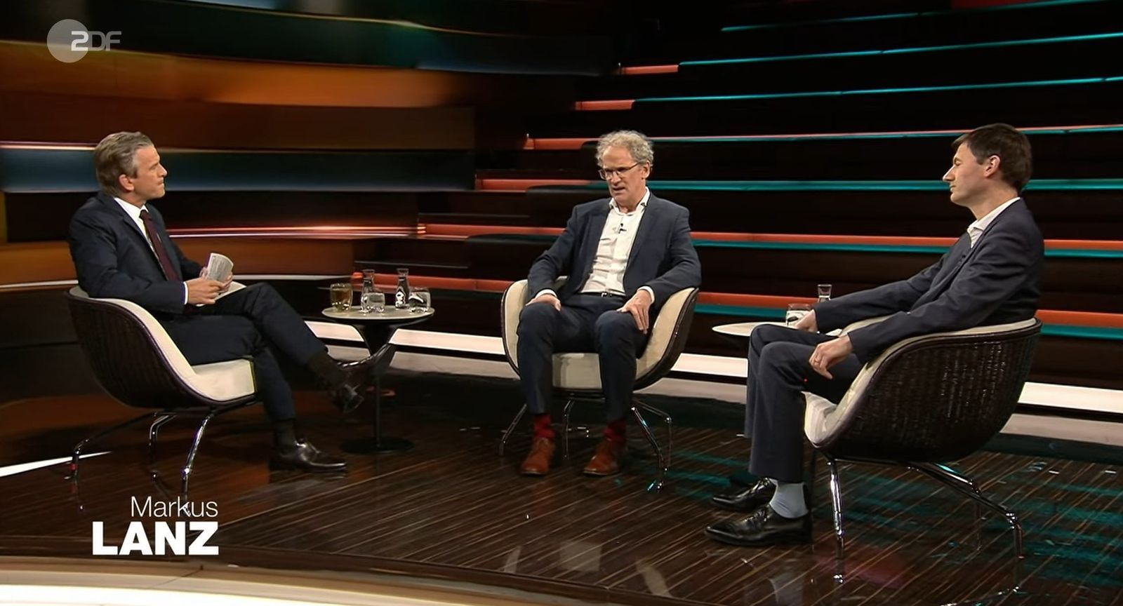 Am Donnerstagabend beschäftigte Markus Lanz (links) mit seinen Gästen die Ost-West-Debatte. (Bild: ZDF)