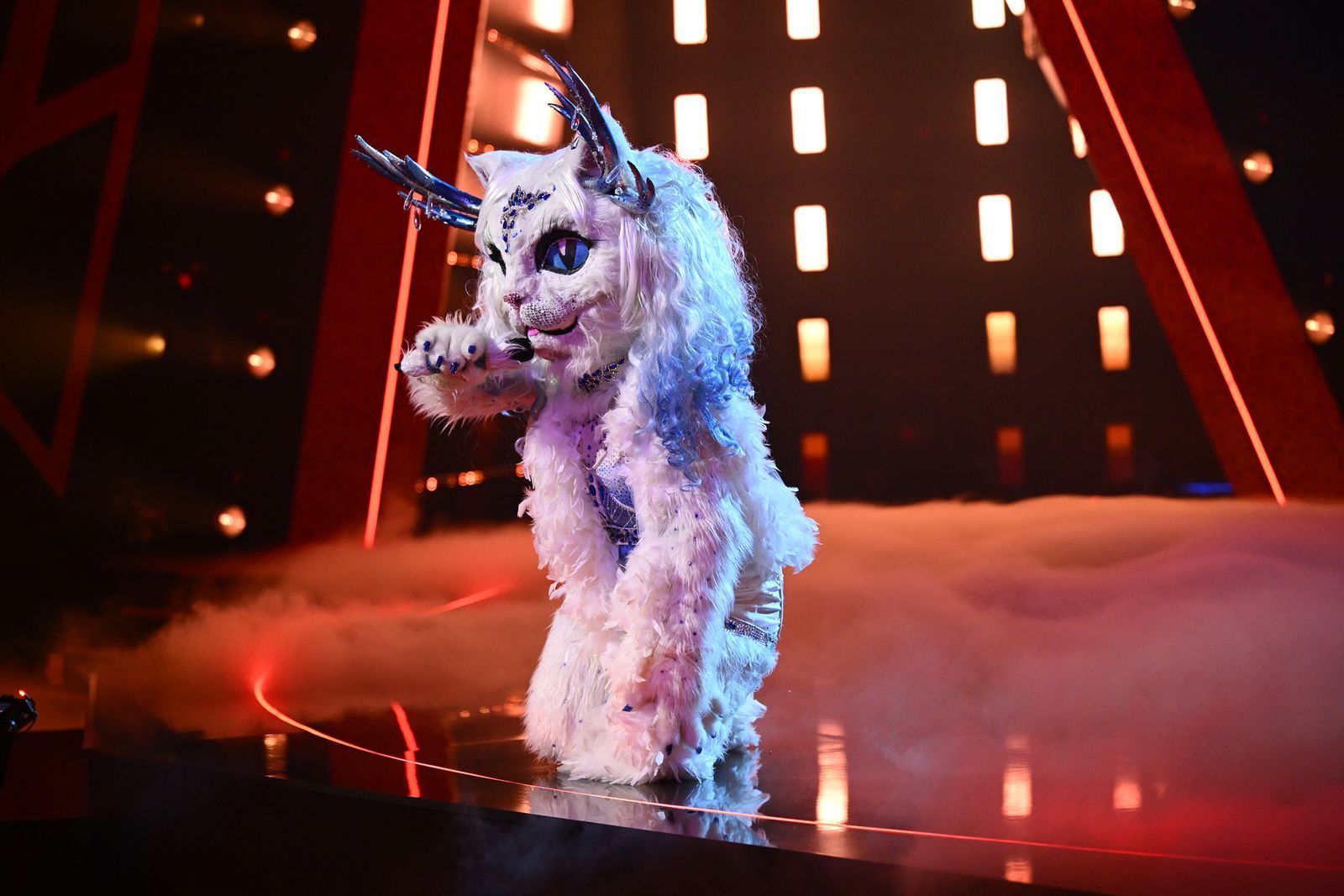 Yeti Cat eröffnete das Finale mit „Let It Go“ aus „Die Eiskönigin“. Verona Pooth glaubte bis zuletzt, dass es sich um Patricia Kelly handelte. (Bild: Joyn/Willi Weber)