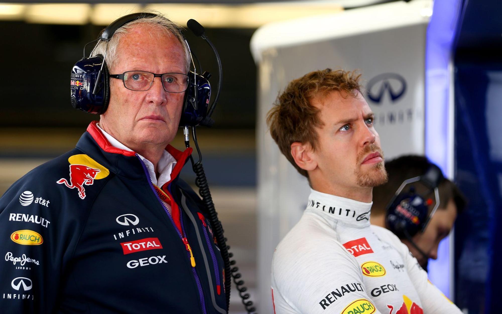 Sebastian Vettel (rechts) und Dr. Helmut Marko arbeiteten erfolgreich beim Formel-1-Rennstall Red Bull zusammen. (Bild: 2014 Getty Images/Clive Mason)
