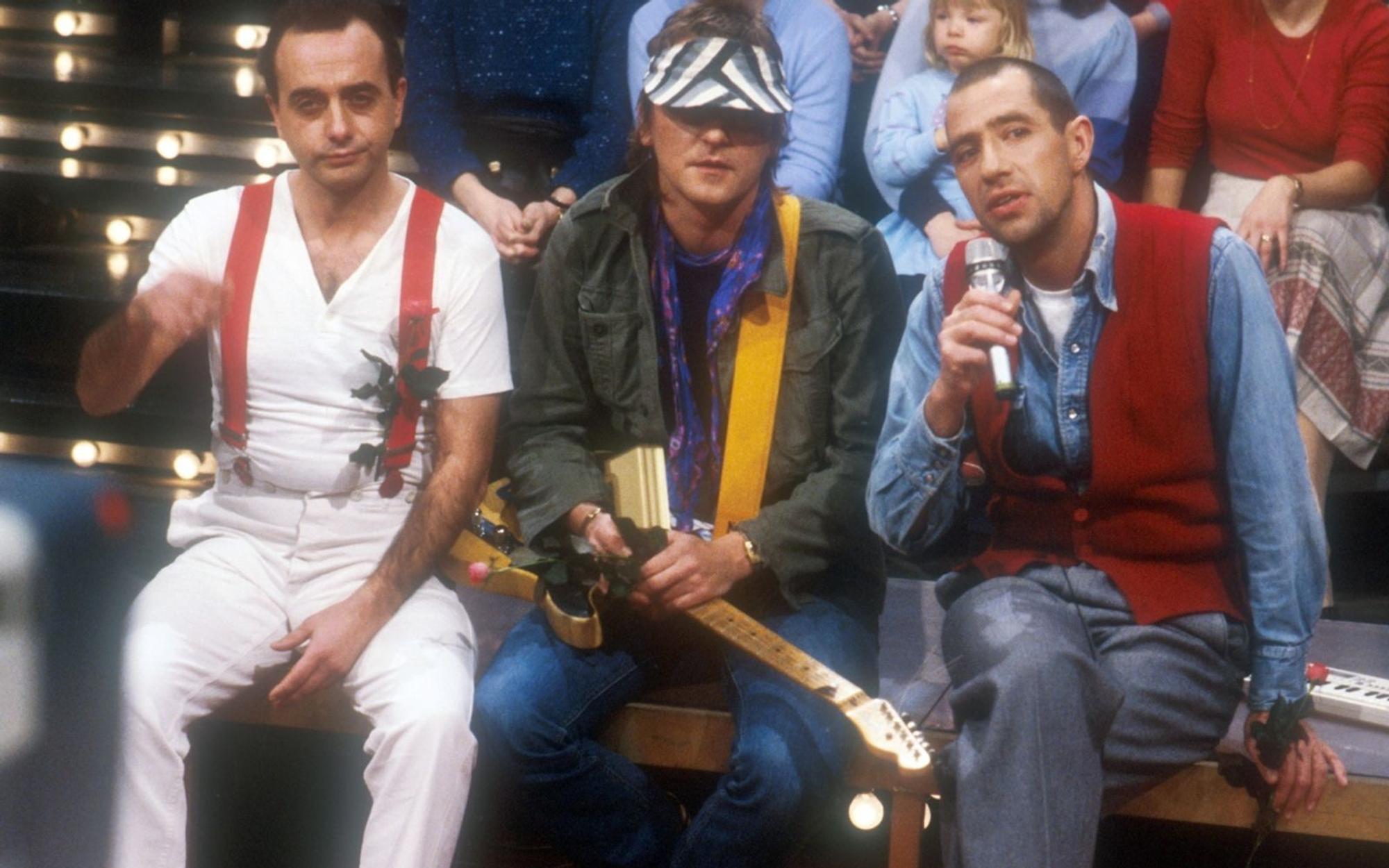 Die Band Trio existierte nur fünf Jahre: (von links) Schlagzeuger Peter Behrens, Gitarrist Gerd Krawinkel und Sänger Stephan Remmler. (Bild: Peter Bischoff/Getty Images)
