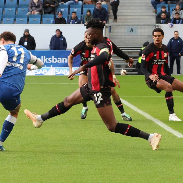 25.10.2026, xrekx, Fussball 1.Bundesliga, TSG 1899 Hoffenheim - Bayer 04 Leverkusen v.l. Fisnik Asllani TSG 1899 Hoffenheim Edmond Tapsoba Bayer 04 Leverkusen Zweikampf, Aktion, action, battle for the ball DFL/DFB REGULATIONS PROHIBIT ANY USE OF PHOTOGRAPHS as IMAGE SEQUENCES and/or QUASI-VIDEO Sinsheim *** October 25, 2026, xrekx, Soccer, Bundesliga 1, TSG 1899 Hoffenheim vs. Bayer 04 Leverkusen, Fisnik Asllani TSG 1899 Hoffenheim vs. Edmond Tapsoba Bayer 04 Leverkusen, tackle, action, battle for the ball. DFL and DFB regulations prohibit any use of photographs as image sequences and/or quasi-video. Sinsheim