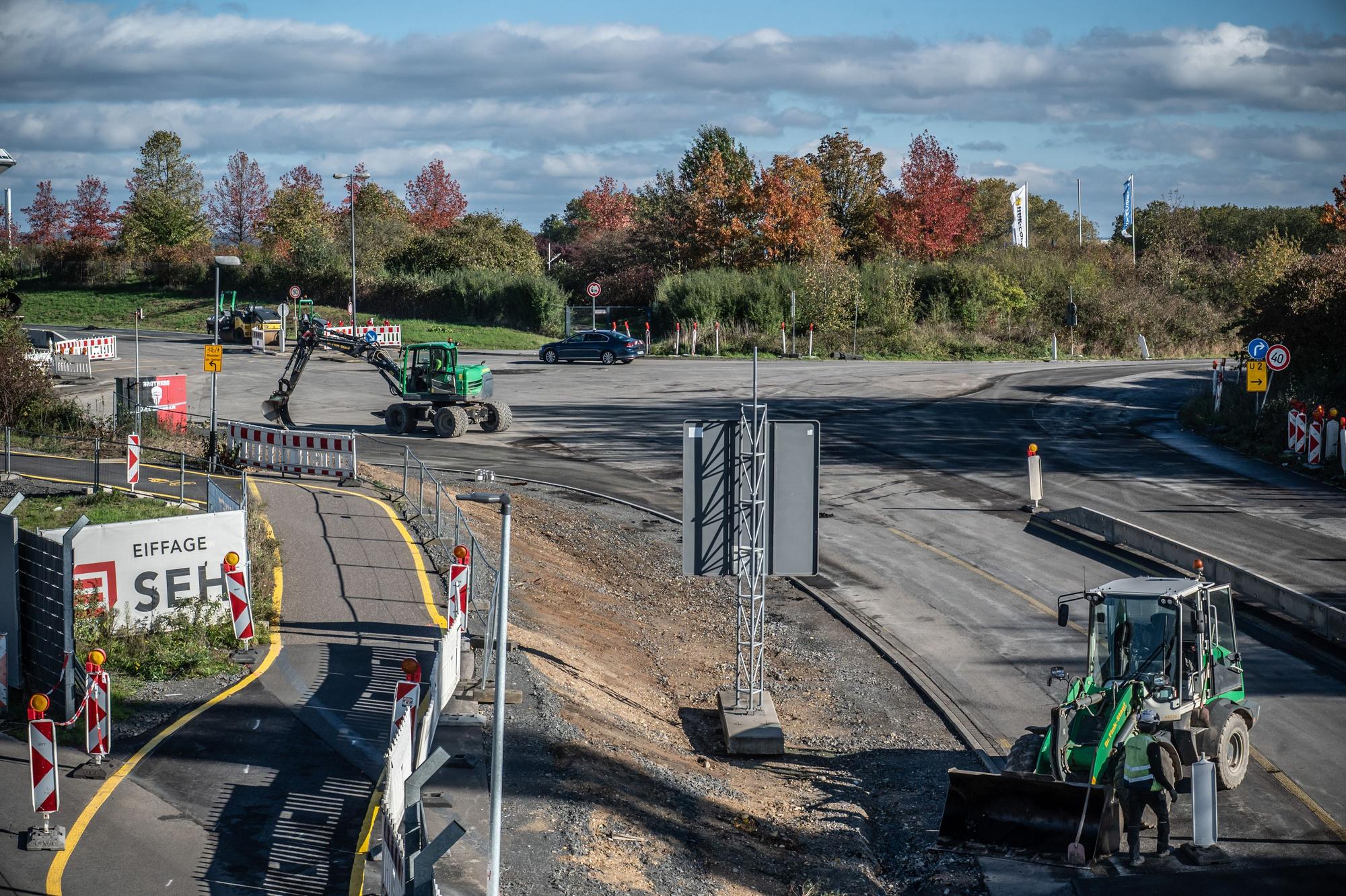 Bau des Turbokreisels Autobahnbaustelle Leverkusener Brücke und Leverkusen West Bild: Ralf Krieger