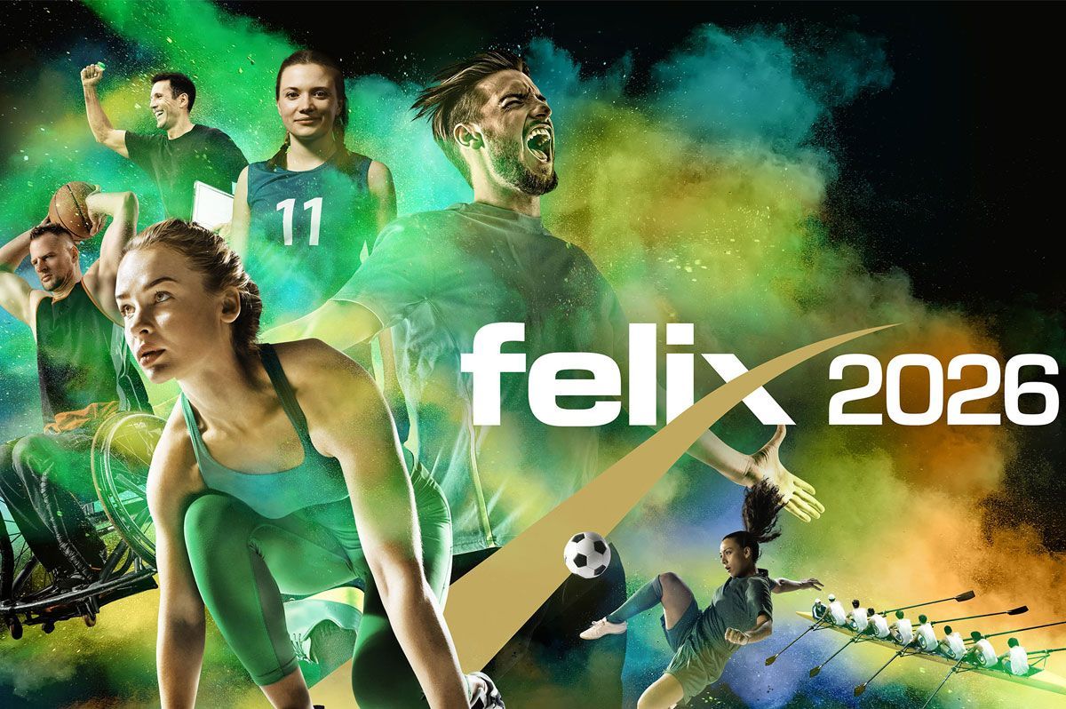 Key Visual felix Award 2026: Sportlerinnen und Sportler in Aktion