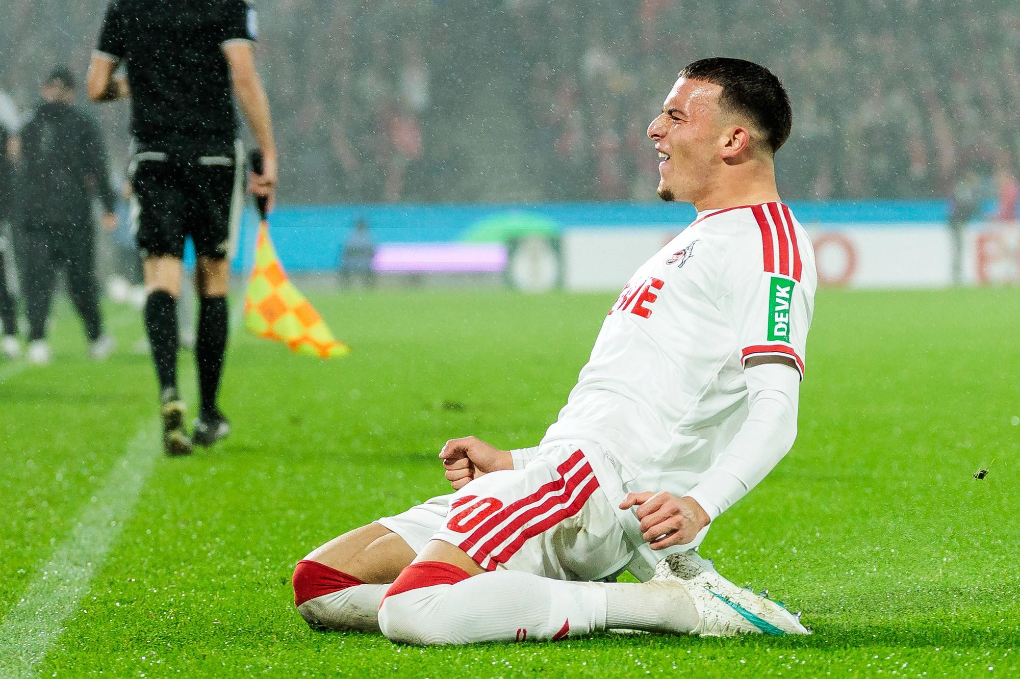 COLOGNE, GERMANY - OCTOBER 27: Said El Mala 1. FC Koeln, 10 celebrates scoring the 3:0 goal during the DFB Pokal match between 1. FC Koeln vs. 1. FC Union Berlin at RheinEnergiestadion on matchday 2 of DFB Pokal on October 27, 2026 in Cologne, Germany. DFB REGULATIONS PROHIBIT ANY USE OF PHOTOGRAPHS AS IMAGE SEQUENCES AND/OR QUASI-VIDEO. North Rhine Westphalia Germany Copyright: xSteffiexWunderlx
