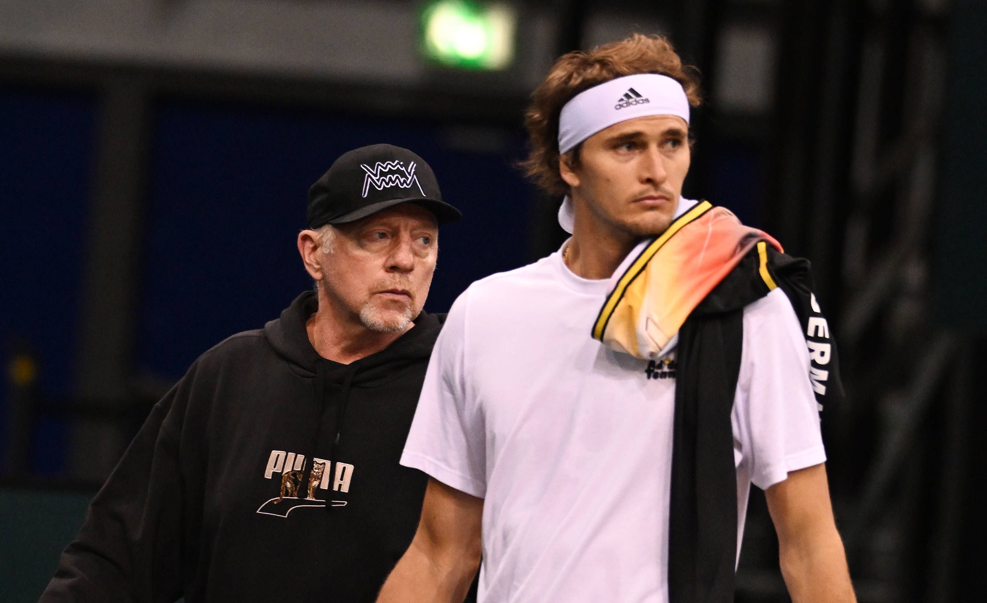 Boris Becker und Alexander Zverev (r.) beim Davis Cup 2023.