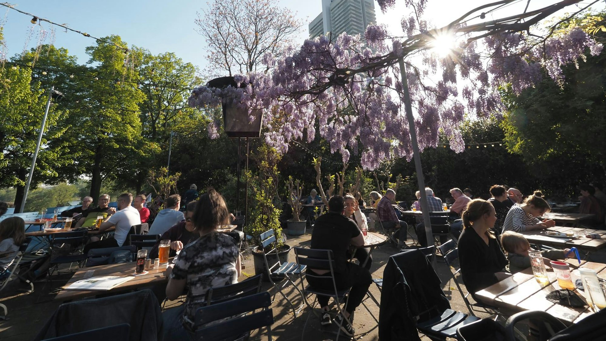 Biergarten im alten Schwimmbad in Riehl
