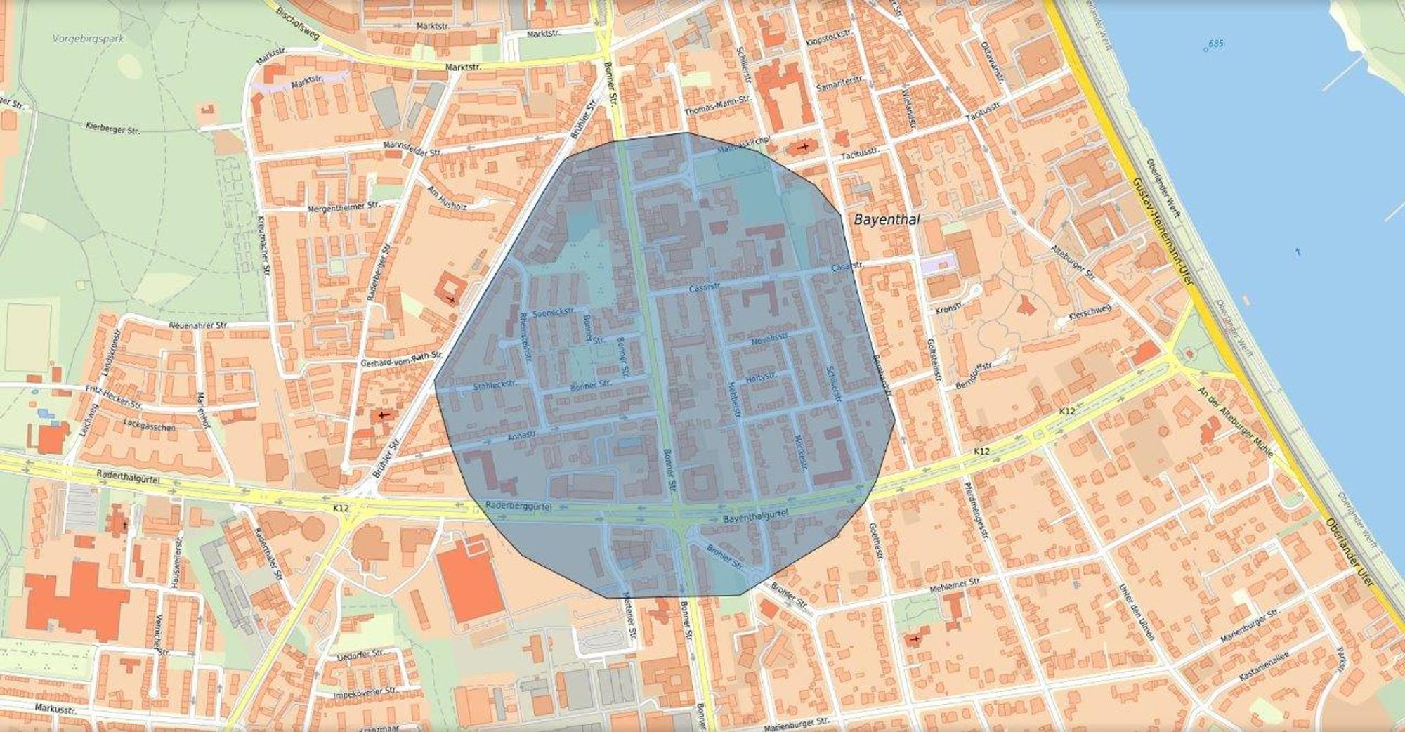 Geänderter Radius Bombe