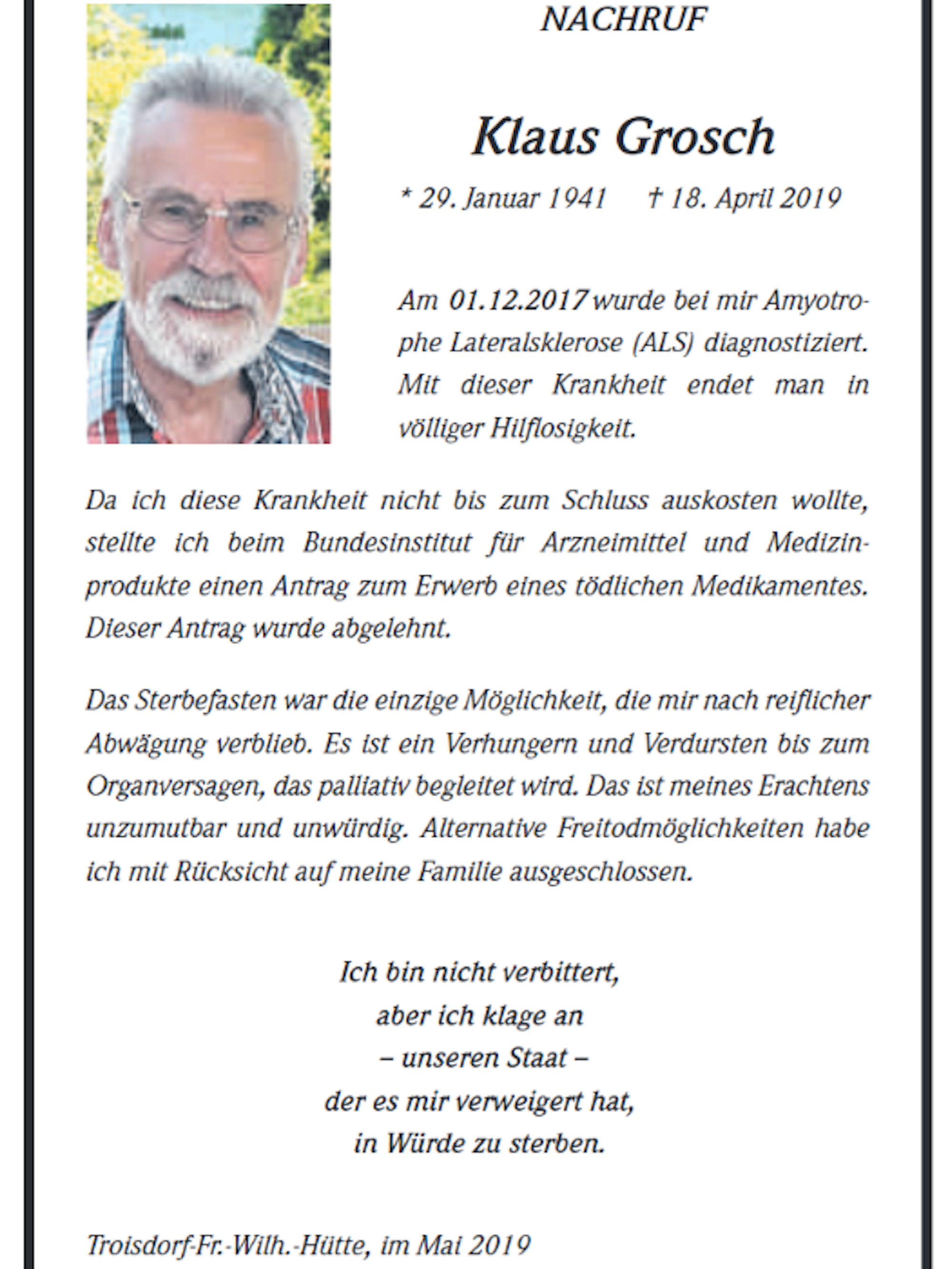 Grosch-Todesanzeige