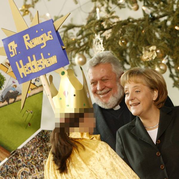 Die damalige Bundeskanzlerin Angela Merkel und der damalige Präsident der Sternsinger, Winfried Pilz, im Januar 2008 im Kanzleramt.